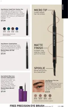 Preview of fmg Glimmer Liquid Color Eyeliner Pen, Felt tip applicator glides on smoothly and provides precise application. Highly pigmented, lightweight formula is smudge/transfer/sweat-proof. Formulated without parabens, talc, mineral oil, phthalates and fragrance. 1.2 ml from shop Avon valid from 06.11.2025 | Page: 109 | Products: Fragrance, Brush, Eyeliner