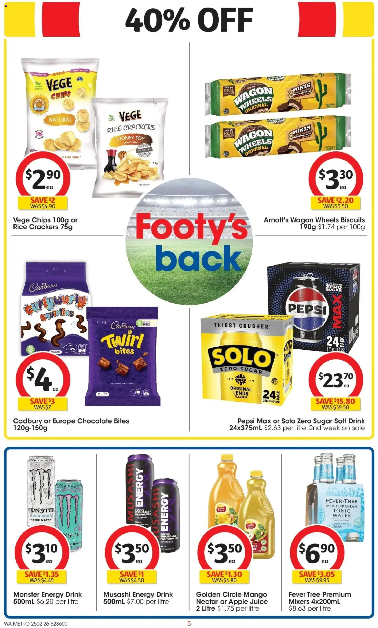 Coles catalogue - valid from 25.02.2026 | Page: 5 | Products: Energy drink, Juice, Lemon, Mango