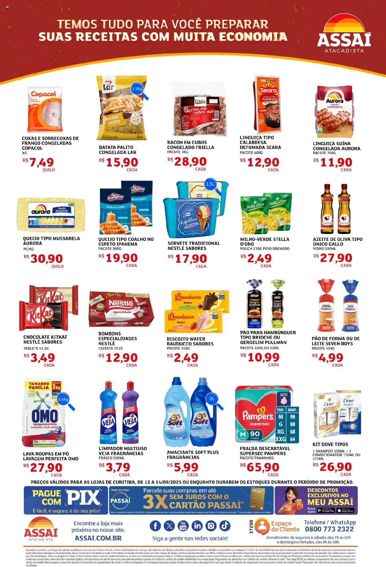 Assaí Atacadista Folheto - válido de 12.09.2025 | Página: 2 | Produtos: Pão, Sorvete, Telefone, Azeite
