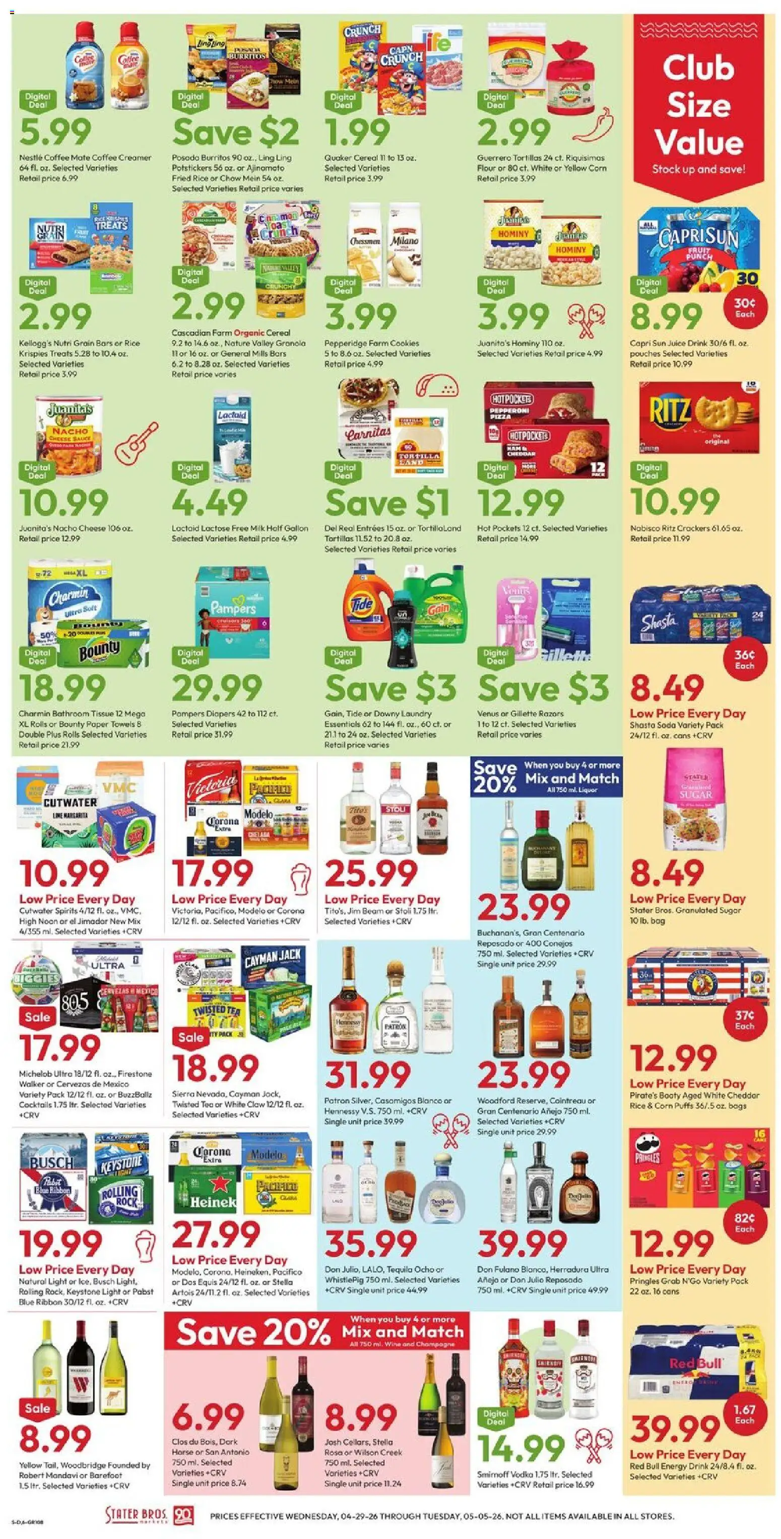 Stater Bros Weekly Ad - valid from 29.04.2026 | Page: 5 | Products: Pizza, Tea, Sauce, Sugar