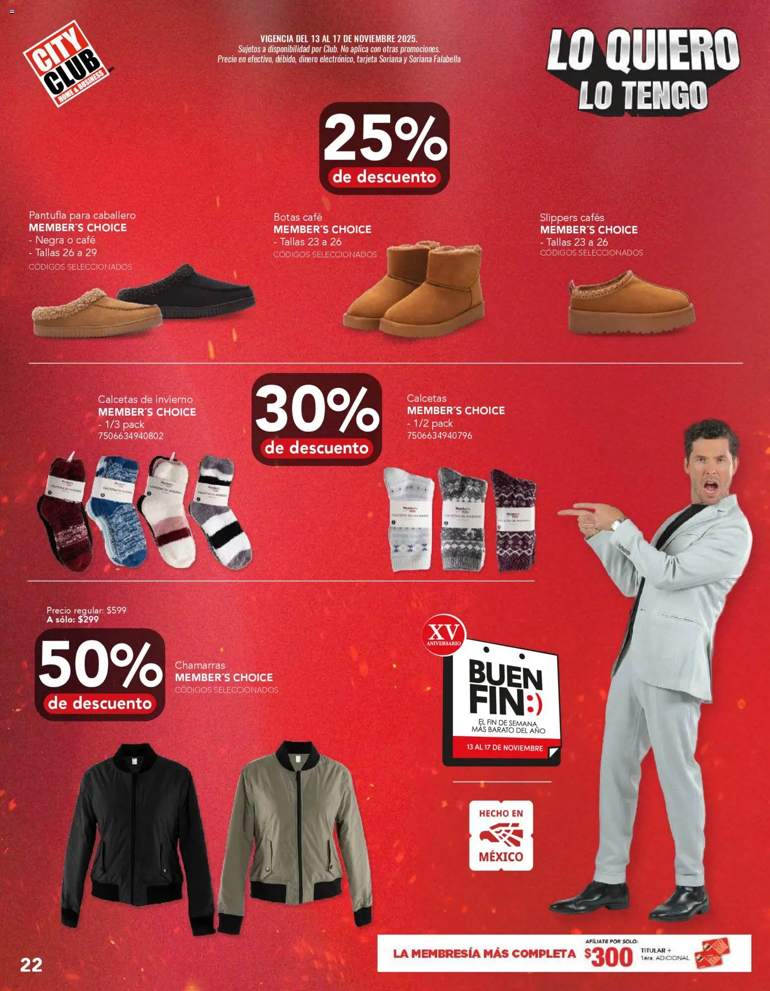 Nuevas ofertas de City Club válidas en toda la República Mexicana desde el 12.11.2025. ¡Encuentra las mejores ofertas en City Club Buen Fin! | Página: 22 | Productos: Calcetas, Botas, Café