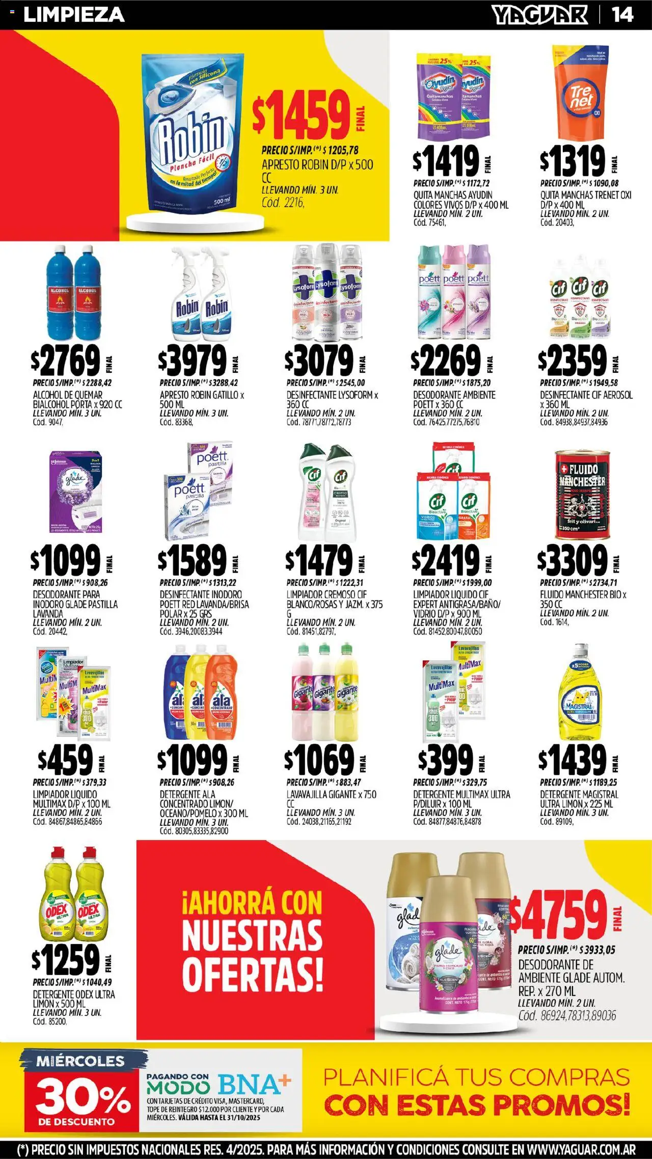 Yaguar catálogo - Jujuy │ válido desde el 13.10.2025 | Página: 14 | Productos: Lavavajillas, Desodorante, Detergente, Plancha