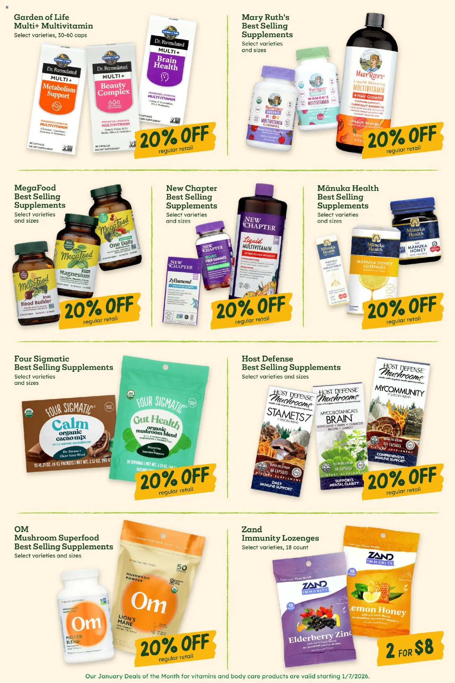 Sprouts Monthly Ad - valid from 31.12.2025 | Page: 40 | Products: Probiotics, Zinc, Powder, Peach