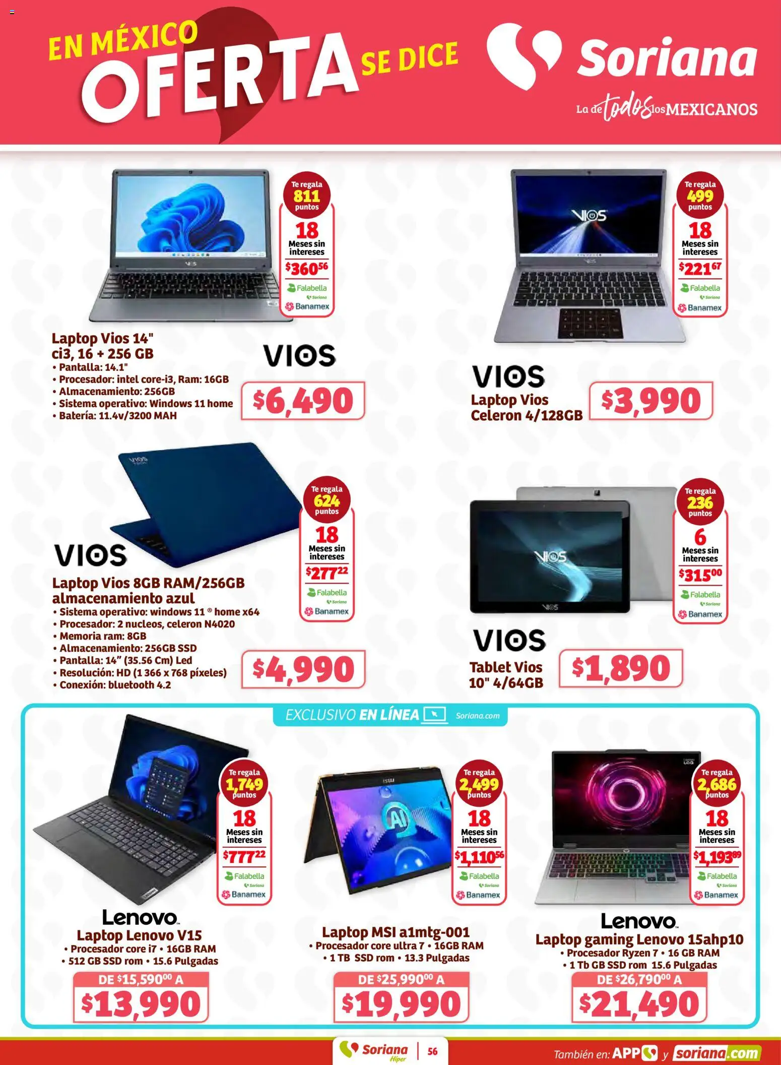 Nuevas ofertas de Soriana válidas en toda la República Mexicana desde el 30.01.2026. ¡Encuentra las mejores ofertas en Soriana - Preciazazaso Híper: Frontera BCN, Son! | Página: 56 | Productos: Tablet, Té, Batería