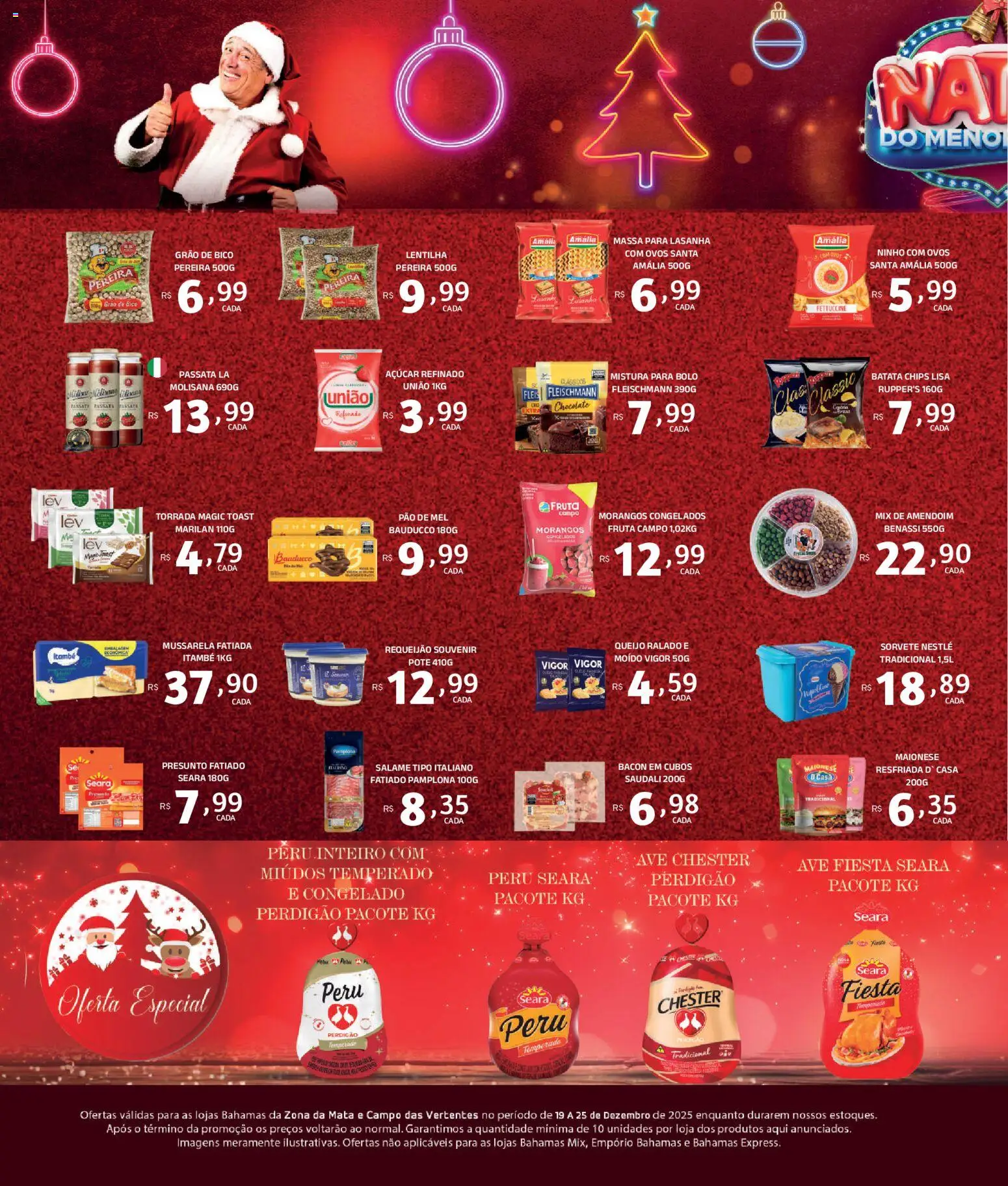 Bahamas Supermercados Folheto - válido de 01.12.2025 | Página: 2 | Produtos: Pão, Açúcar, Mussarela, Mistura para bolo