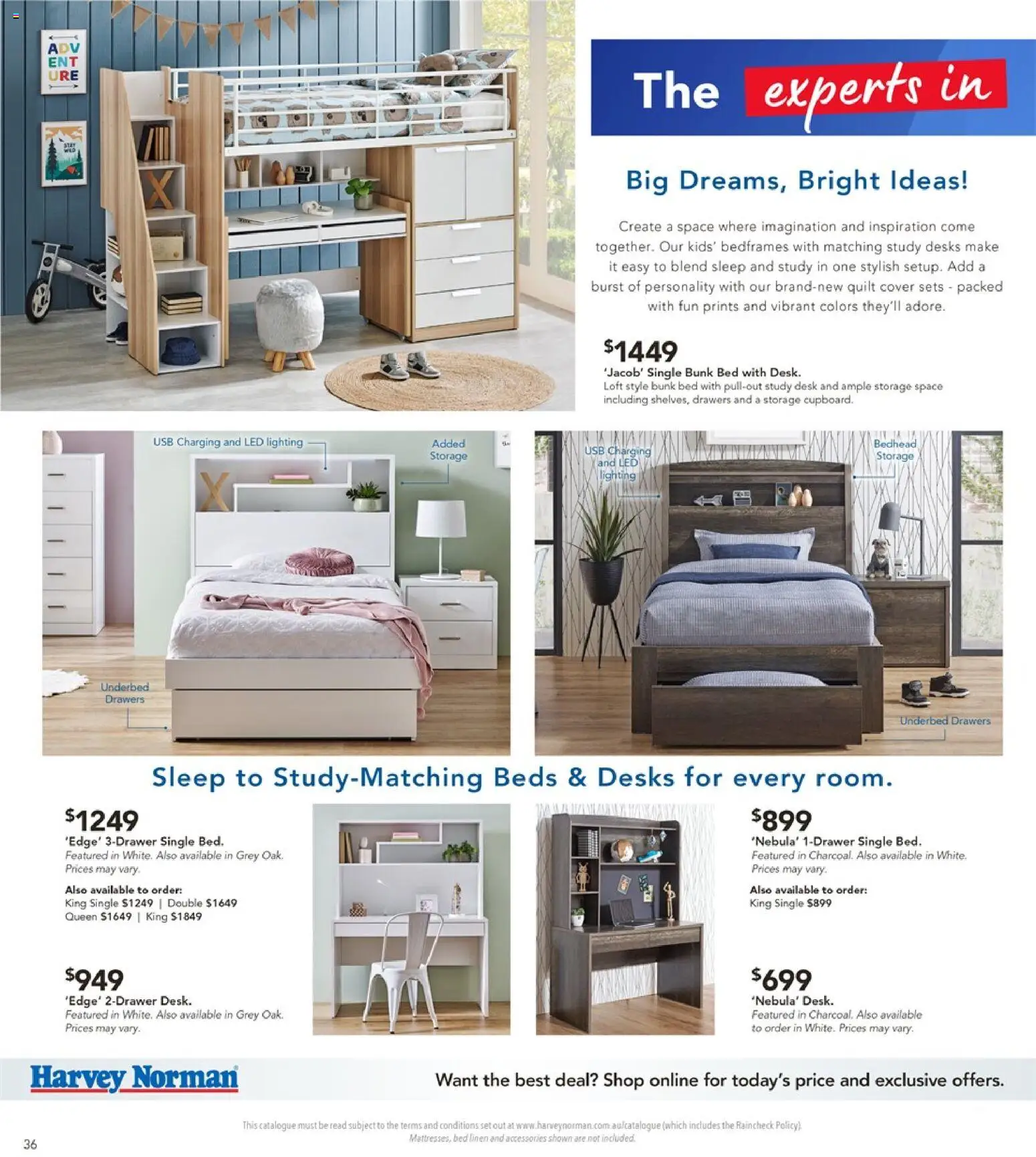 Harvey Norman catalogue - valid from 14.01.2026 | Page: 36 | Products: Desk, Linen, Usb, Bed