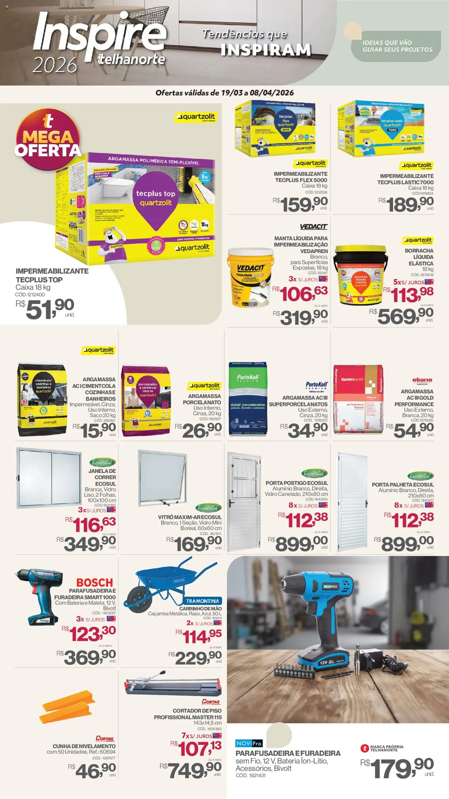 Telhanorte - Ofertas atuais Folheto - válido de 19.03.2026 | Página: 8 | Produtos: Piso, Borracha, Carrinho, Parafusadeira