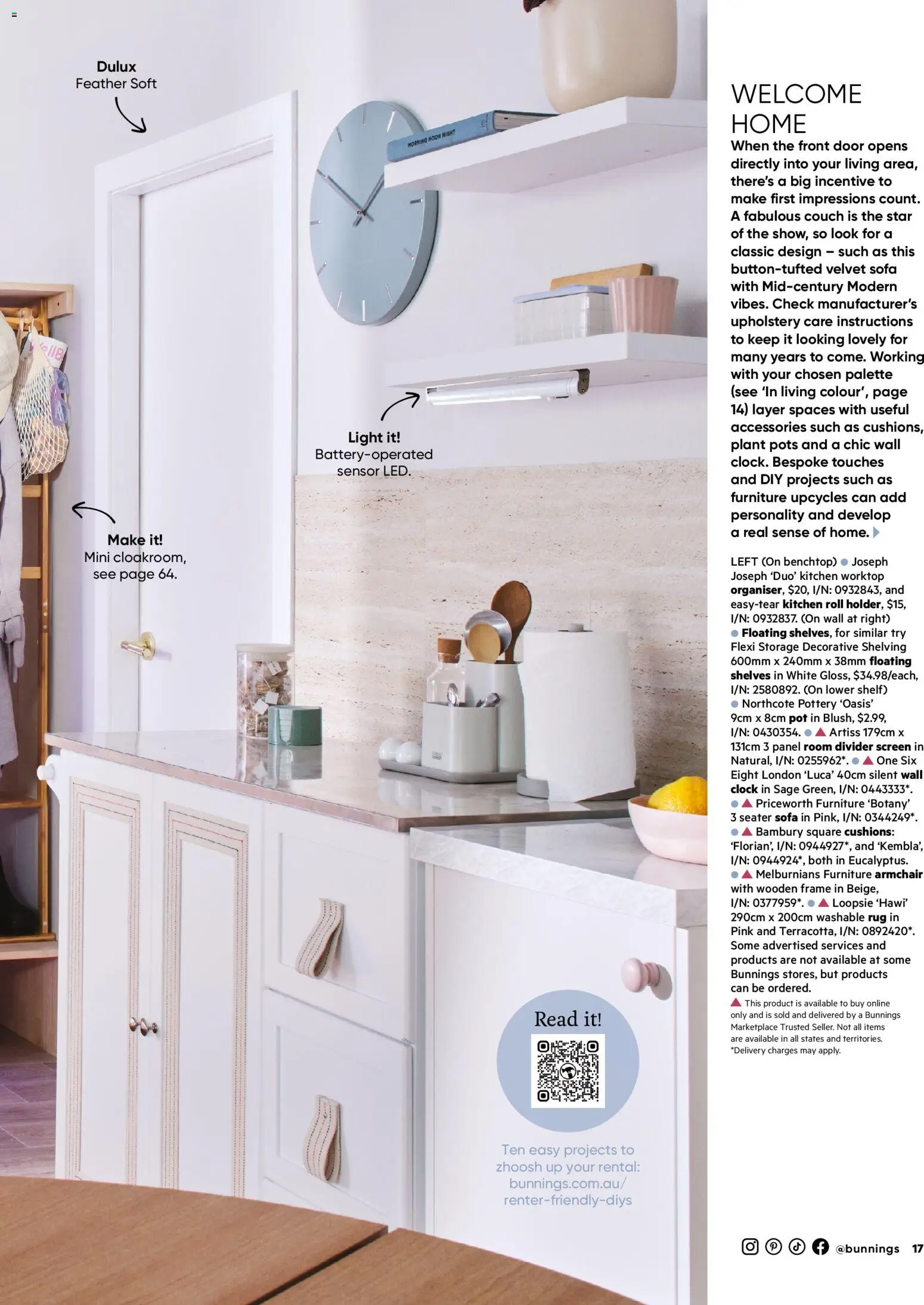 Bunnings Warehouse catalogue - valid from 01.02.2026 | Page: 17 | Products: Sofa, Couch, Door, Clock