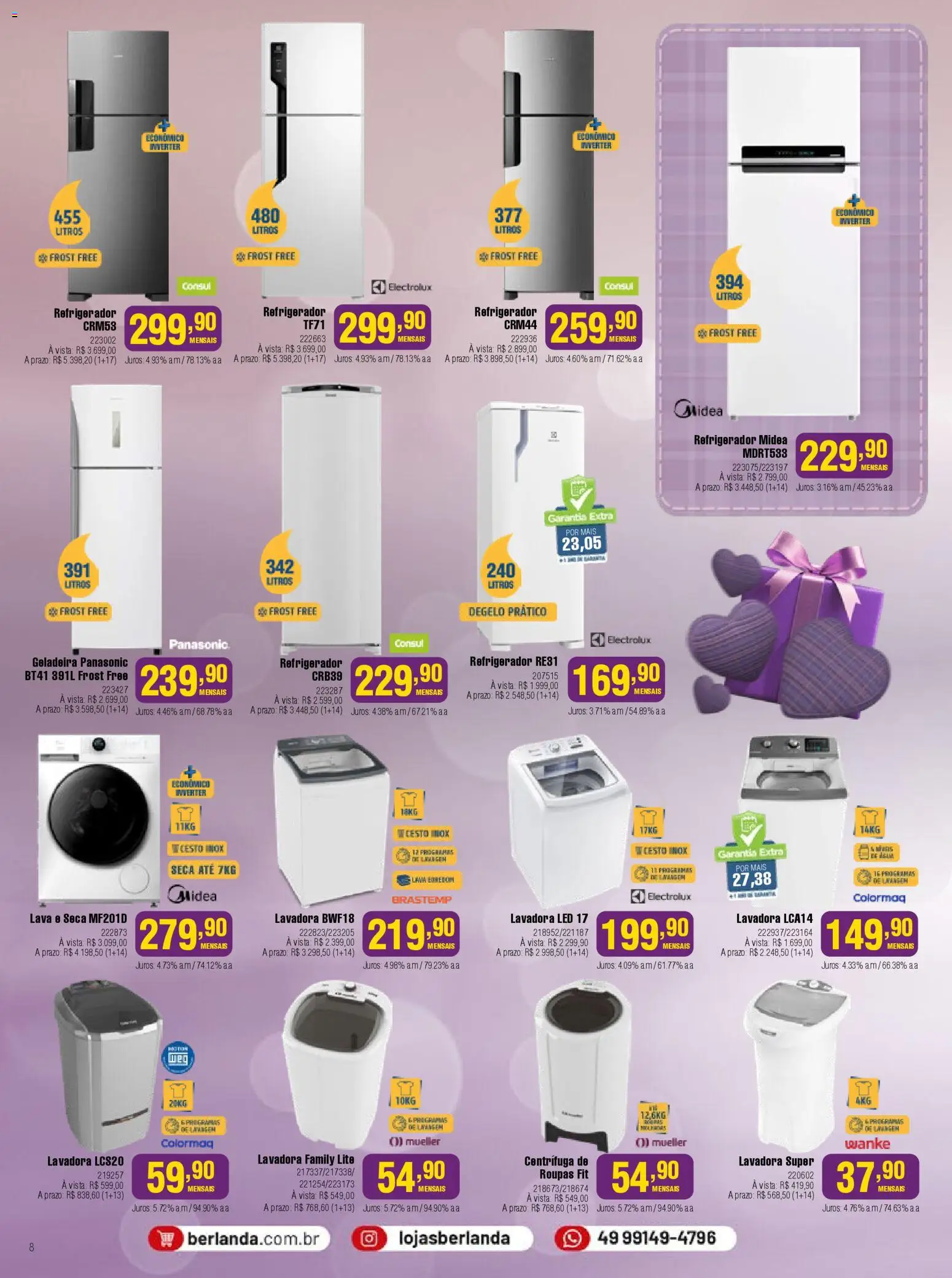 Berlanda Folheto - válido de 27.04.2026 | Página: 8 | Produtos: Geladeira, Refrigerador, Roupas