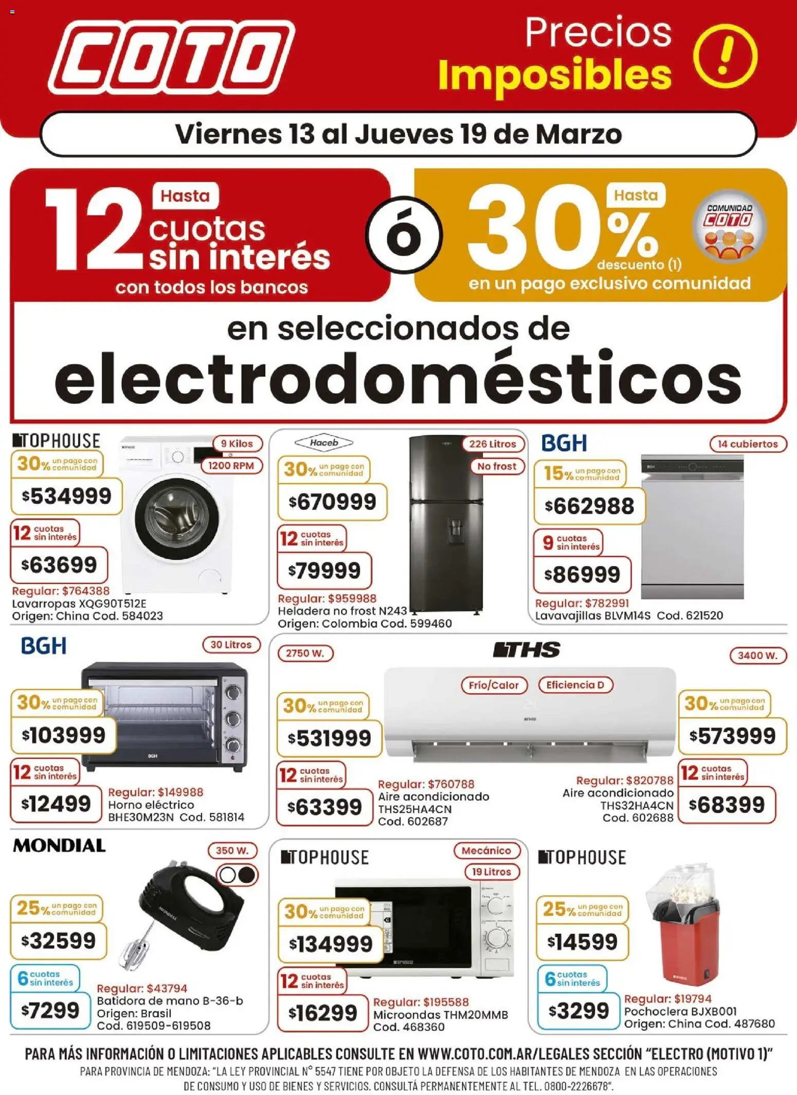 Coto - Electro Motivo │ válido desde el 13.03.2026 | Página: 1 | Productos: Horno, Lavavajillas, Batidora, Horno eléctrico