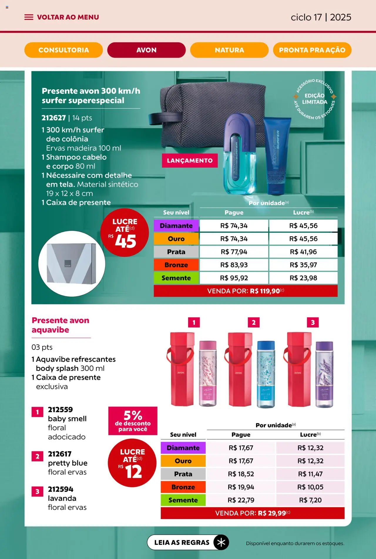 Avon Folheto - válido de 07.10.2025 | Página: 17 | Produtos: Shampoo, Necessaire, Caixa, Body
