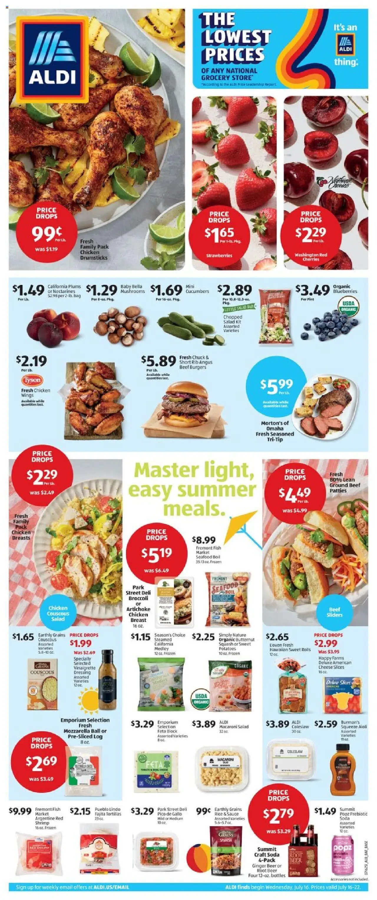 Aldi Weekly Ad - valid from 16.07.2025 | Page: 1 | Products: Cherries, Squash, Cucumbers, Sauce