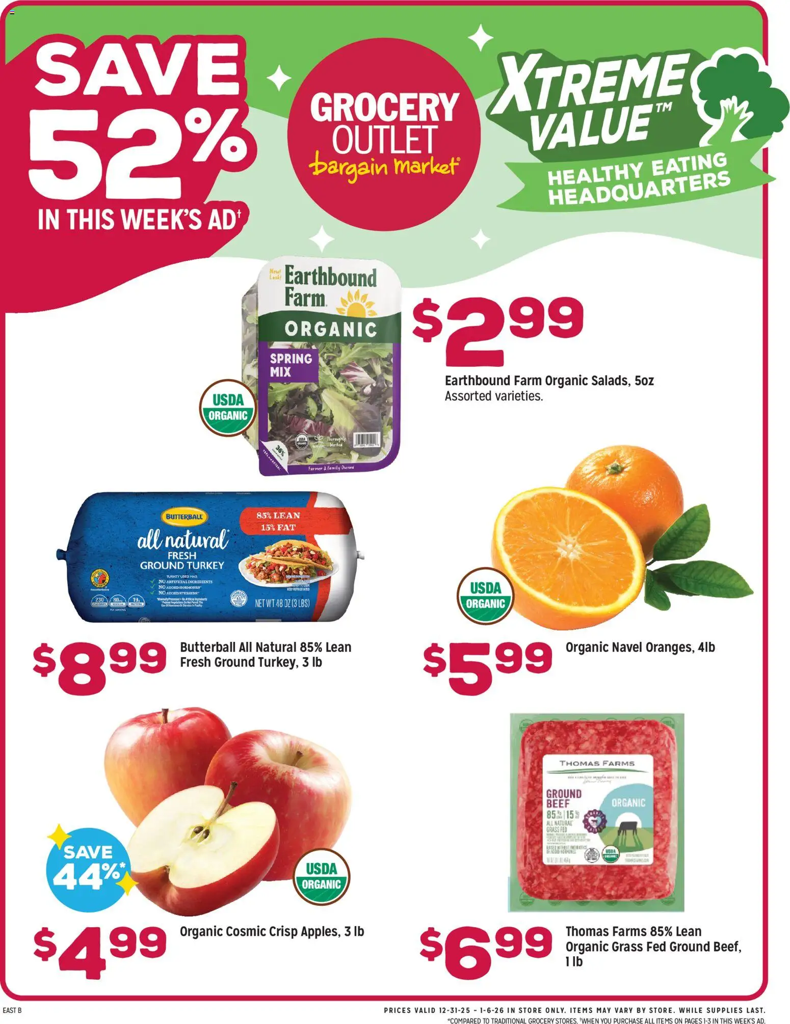 Grocery Outlet Weekly Ad - PA - valid from 31.12.2025 | Page: 1 | Products: Beef, Poultry