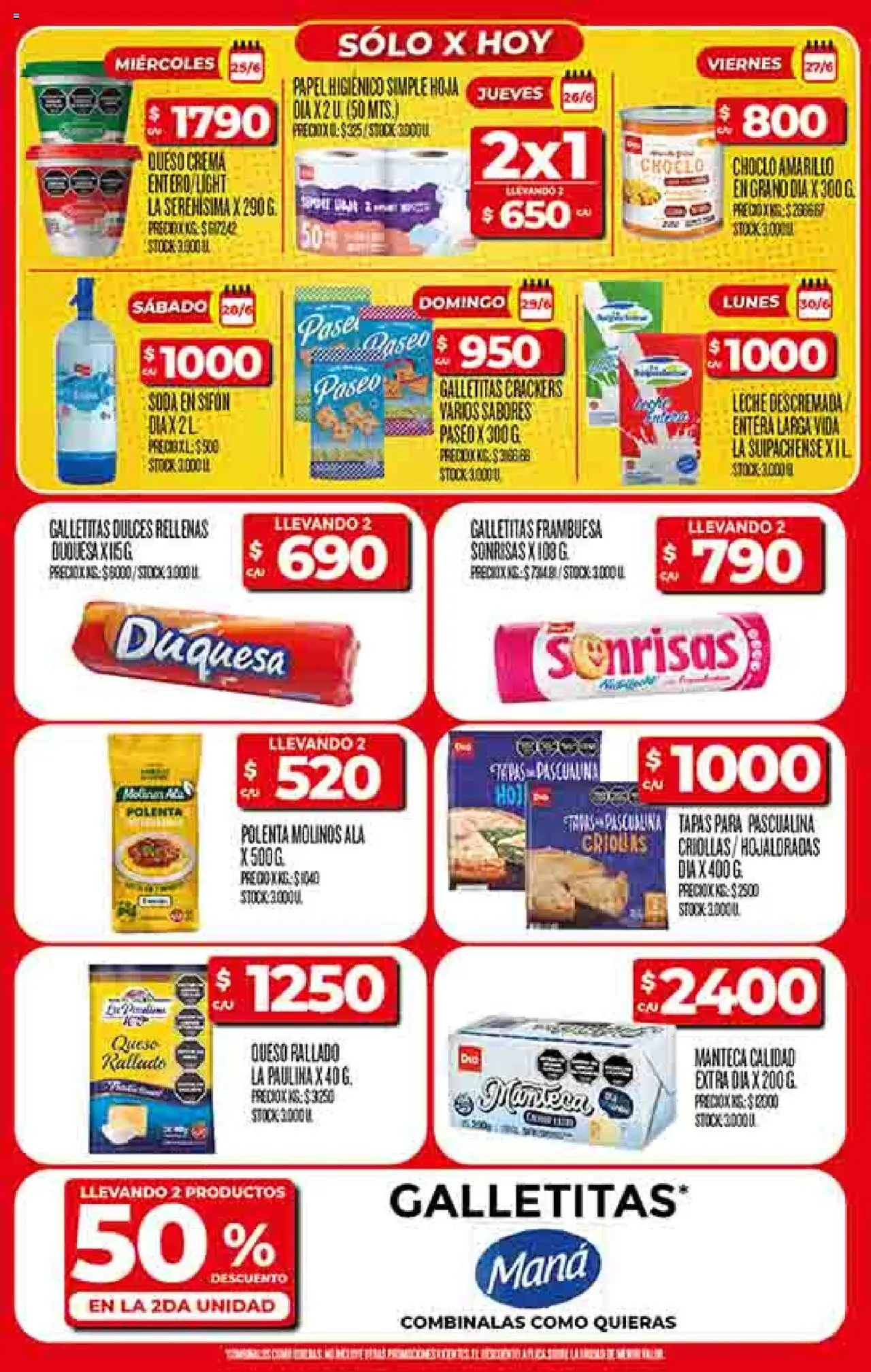 Supermercado DIA Ofertas │ válido desde el 25.06.2025 | Página: 2 | Productos: Papel higiénico, Choclo, Queso, Crema