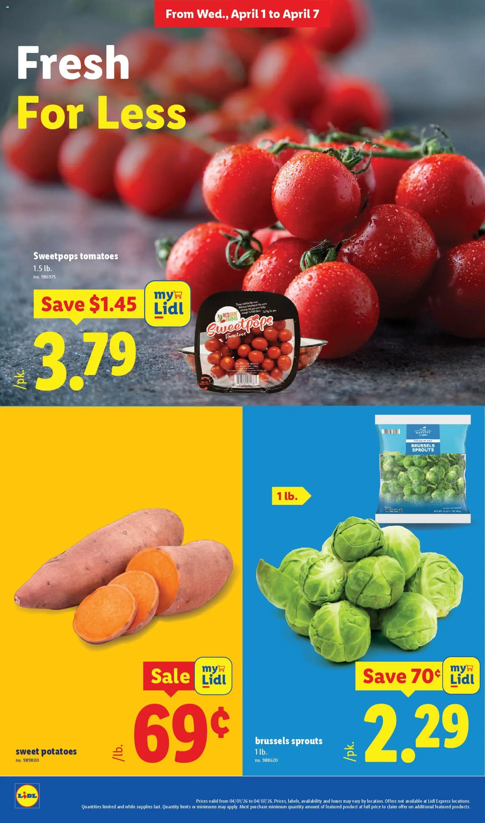 Lidl Weekly Ad - valid from 01.04.2026 | Page: 12 | Products: Brussels Sprouts, Tomatoes, Potatoes, Bag
