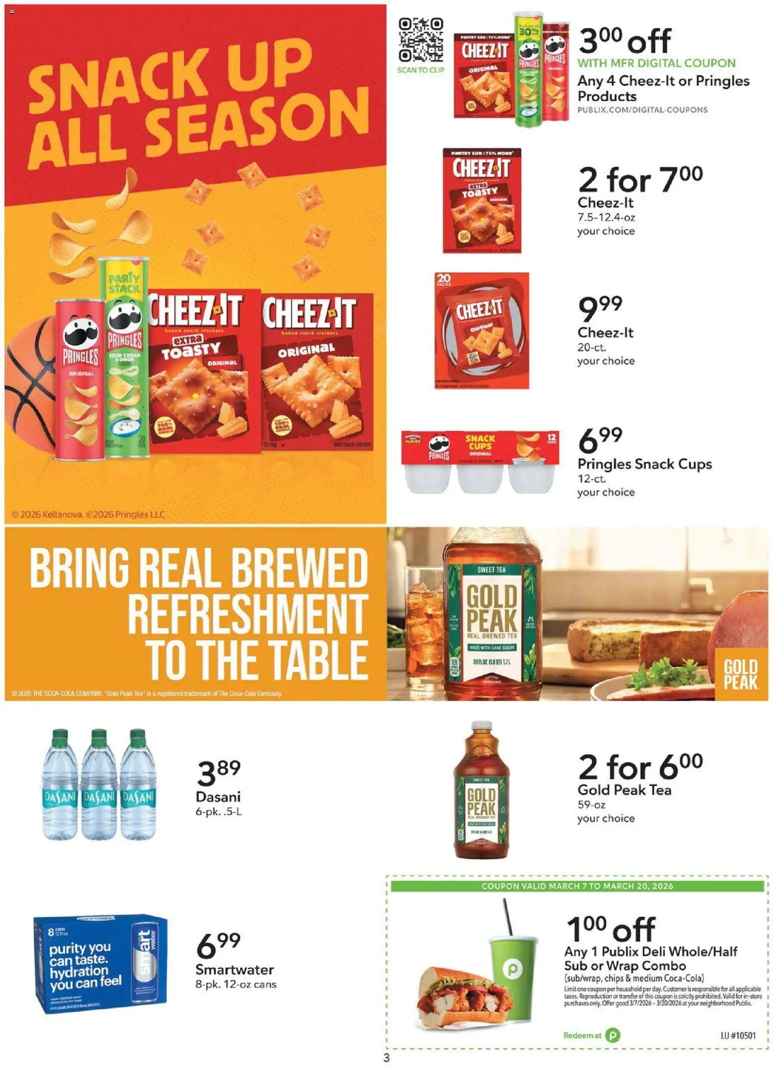 Publix Extra Savings - valid from 07.03.2026 | Page: 3 | Products: Table, Chips, Cream, Sugar