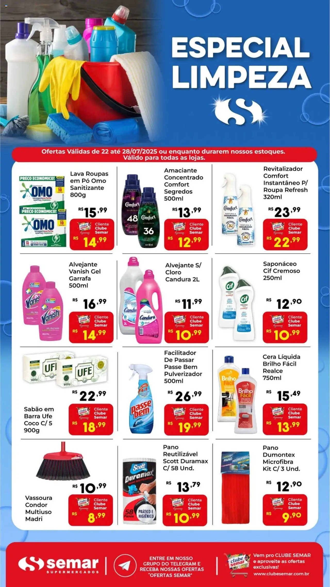 Semar Supermercado Folheto - válido de 22.07.2025 | Página: 1 | Produtos: Pó, Saponáceo, Cera, Vassoura