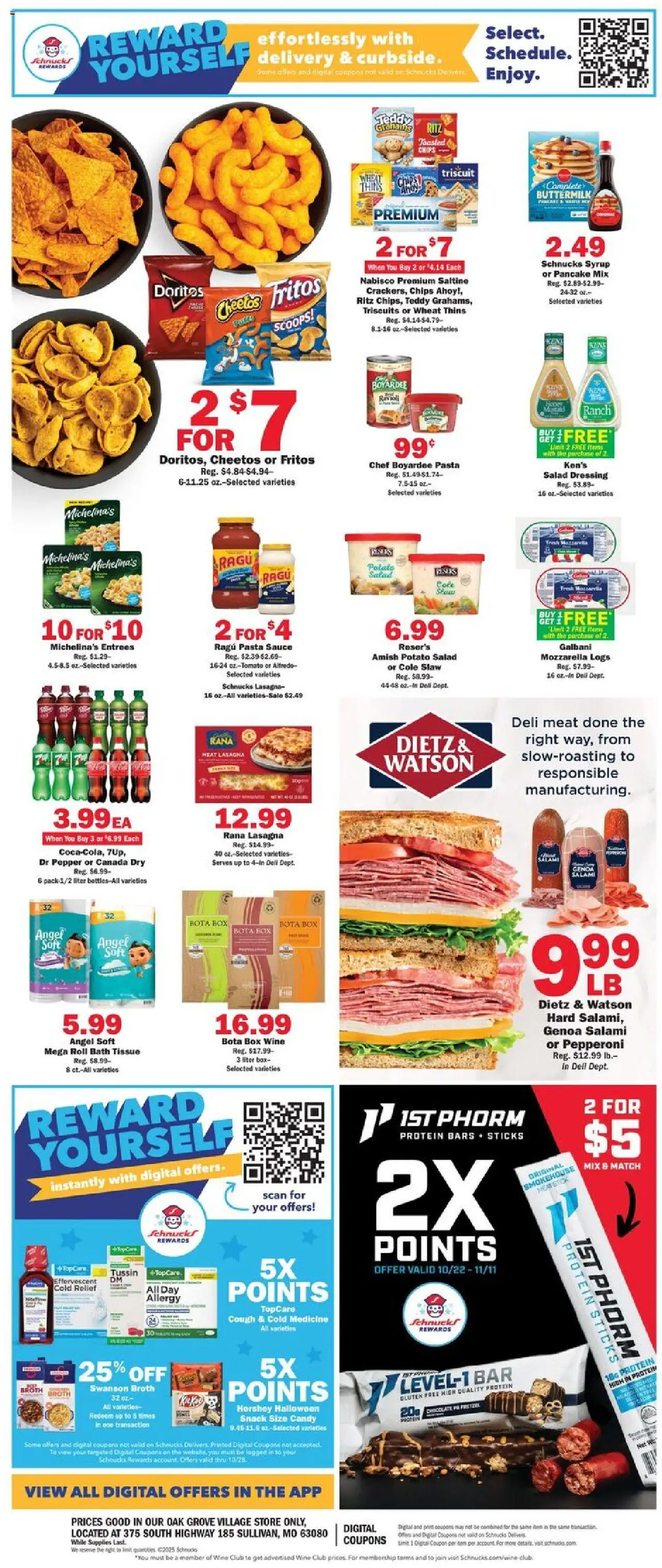 Schnucks Weekly Print Ad - MO - valid from 22.10.2025 | Page: 2 | Products: Chocolate, Salami, Salad, Pepper