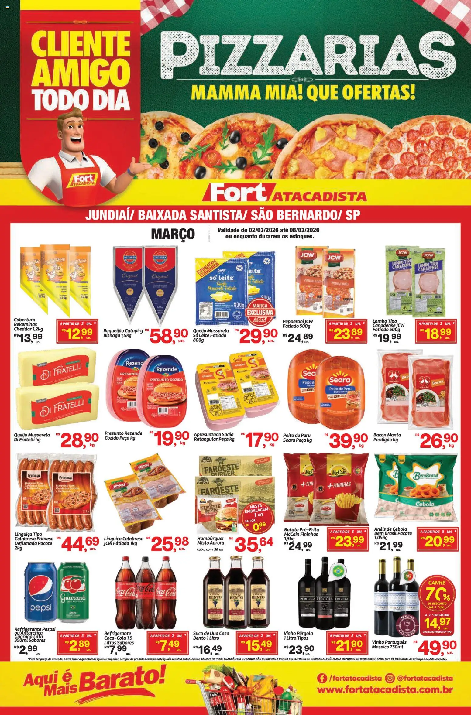 Fort Atacadista Folheto - válido de 02.03.2026 | Página: 1 | Produtos: Guaraná, Linguiça, Suco, Cheddar