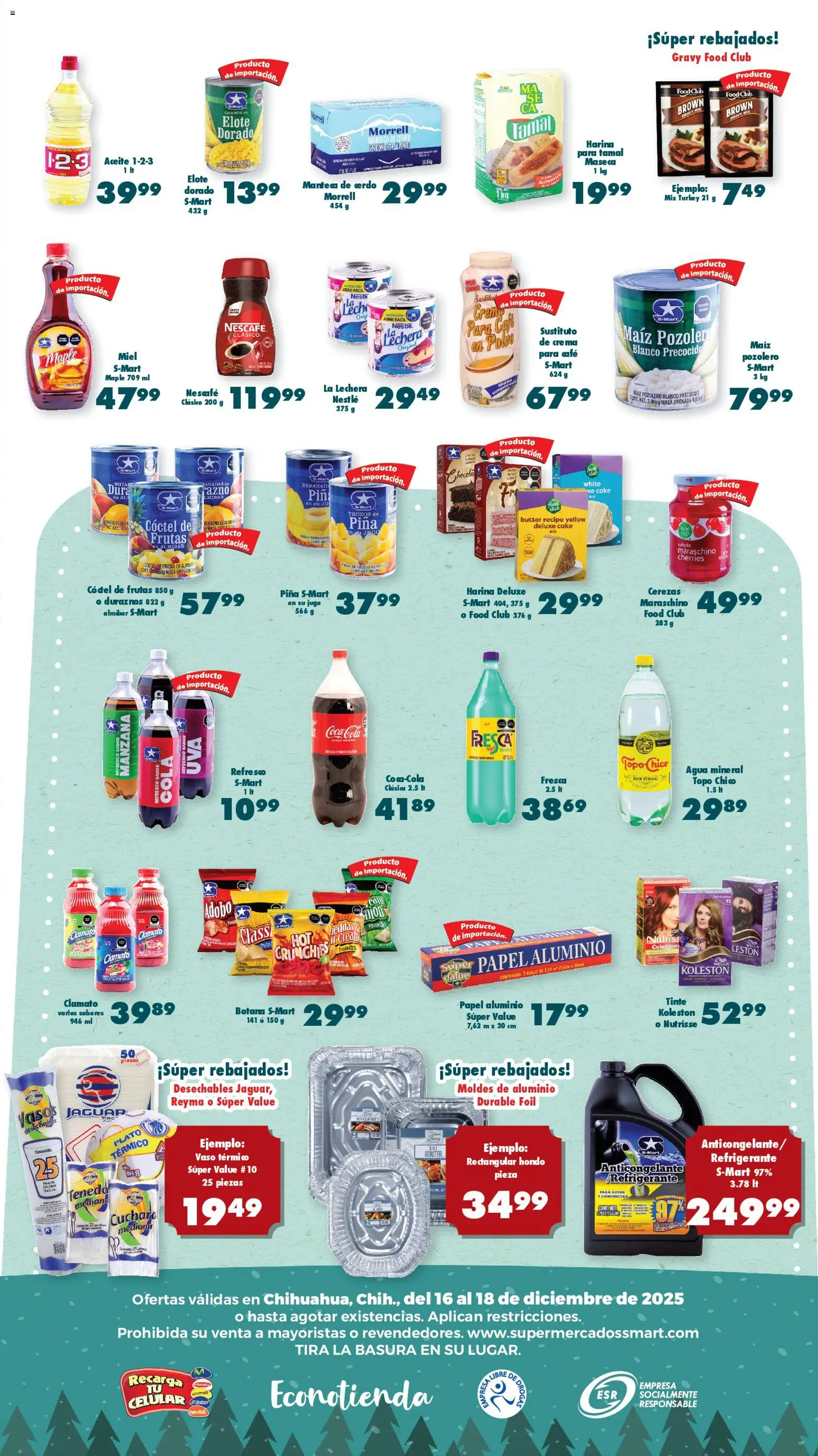 Nuevas ofertas de S-Mart válidas en toda la República Mexicana desde el 16.12.2025. ¡Encuentra las mejores ofertas en S-Mart folleto Chihuahua! | Página: 3 | Productos: Harina, Cerdo, Piña, Caja