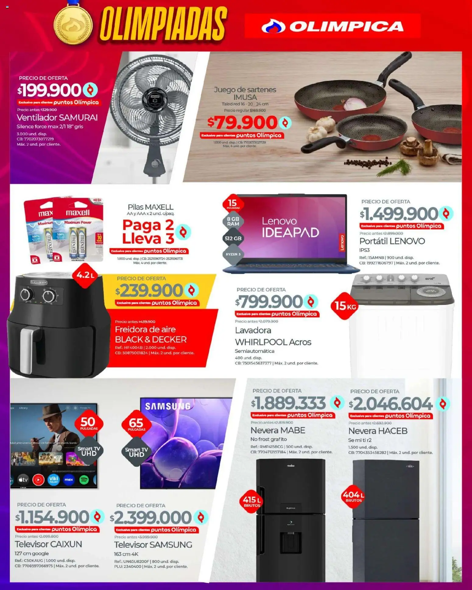 Olímpica revista - valida desde el 13.02.2026 | Página: 25 | Productos: Televisor, Ventilador, Freidora, Nevera