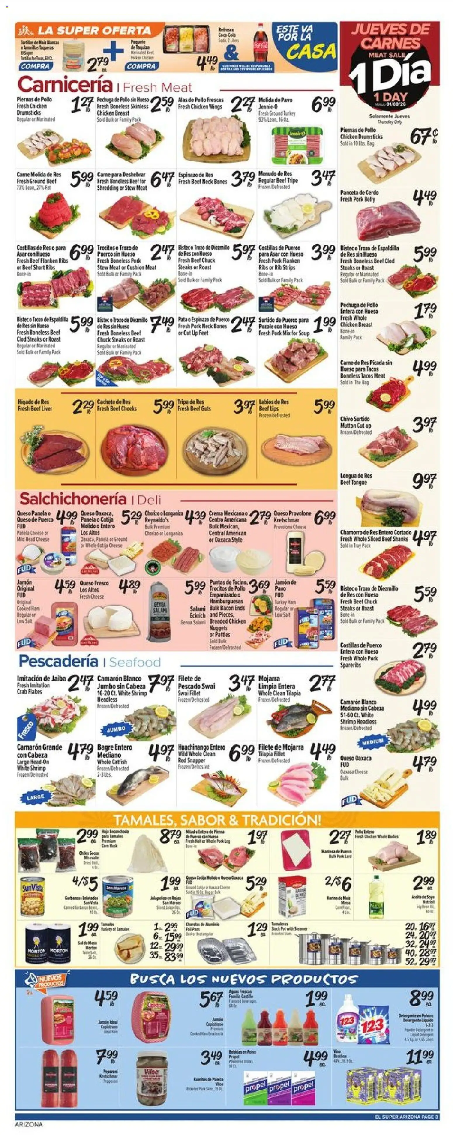 El Super Weekly Ad - AK - valid from 07.01.2026 | Page: 3 | Products: Cheese, Beef, Seafood, Bag
