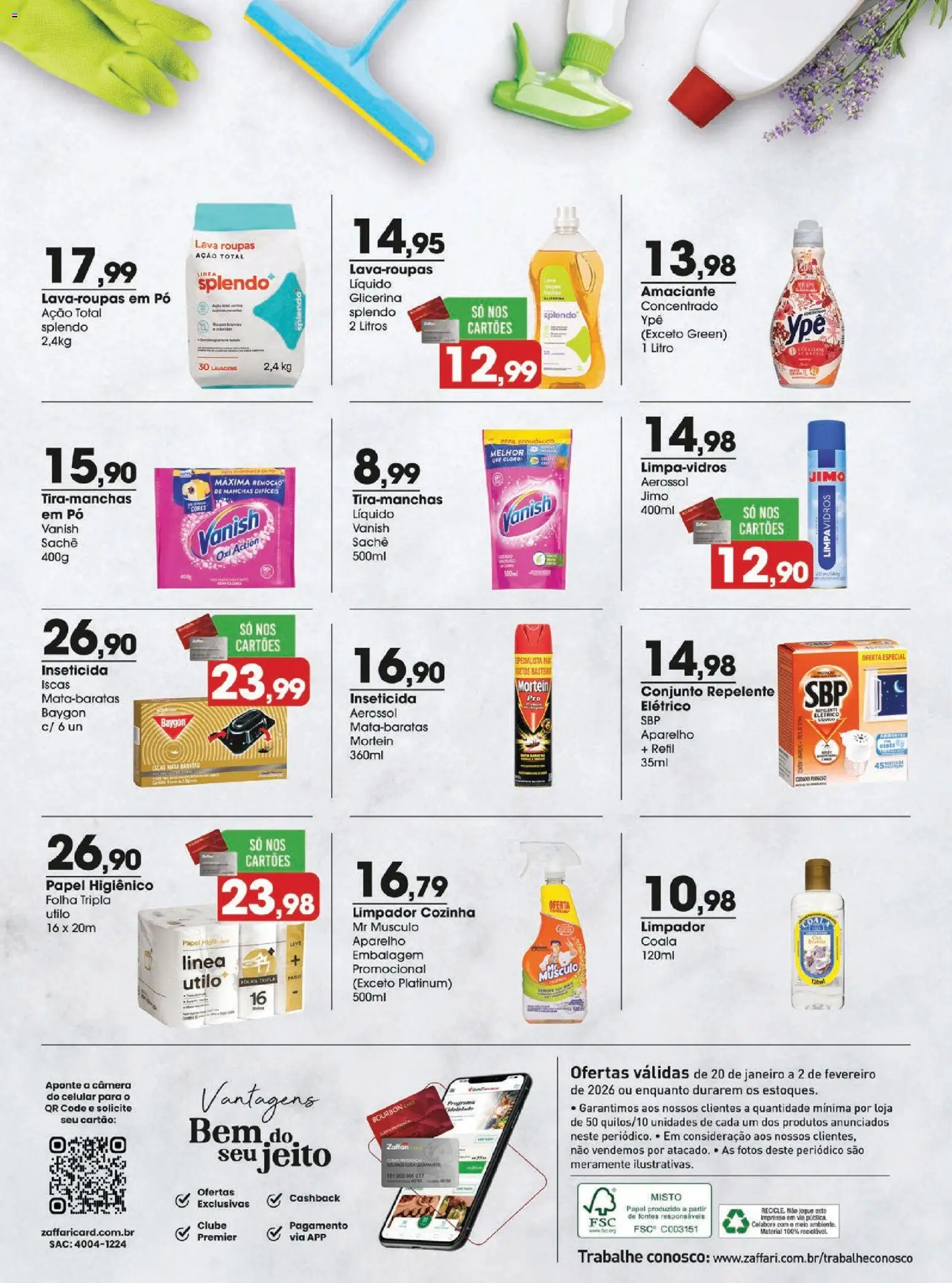 Zaffari Folheto - válido de 20.01.2026 | Página: 14 | Produtos: Cloro, Papel higiênico, Amaciante, Câmera