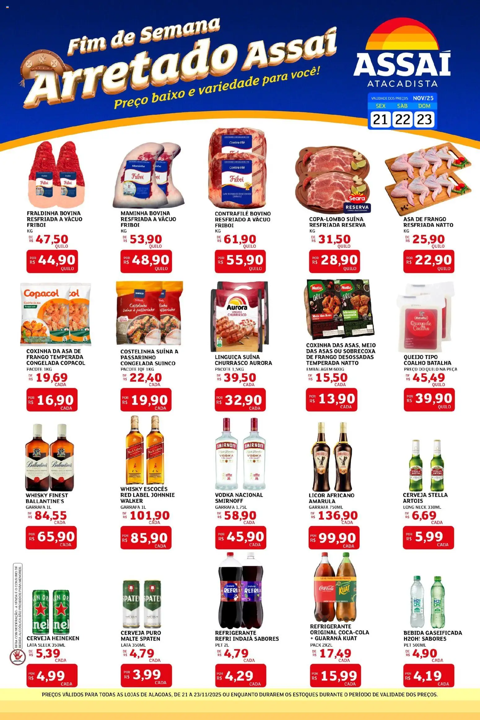 Assaí Atacadista Folheto - válido de 21.11.2025 | Página: 1 | Produtos: Whisky, Linguiça, Cerveja Heineken, Frango