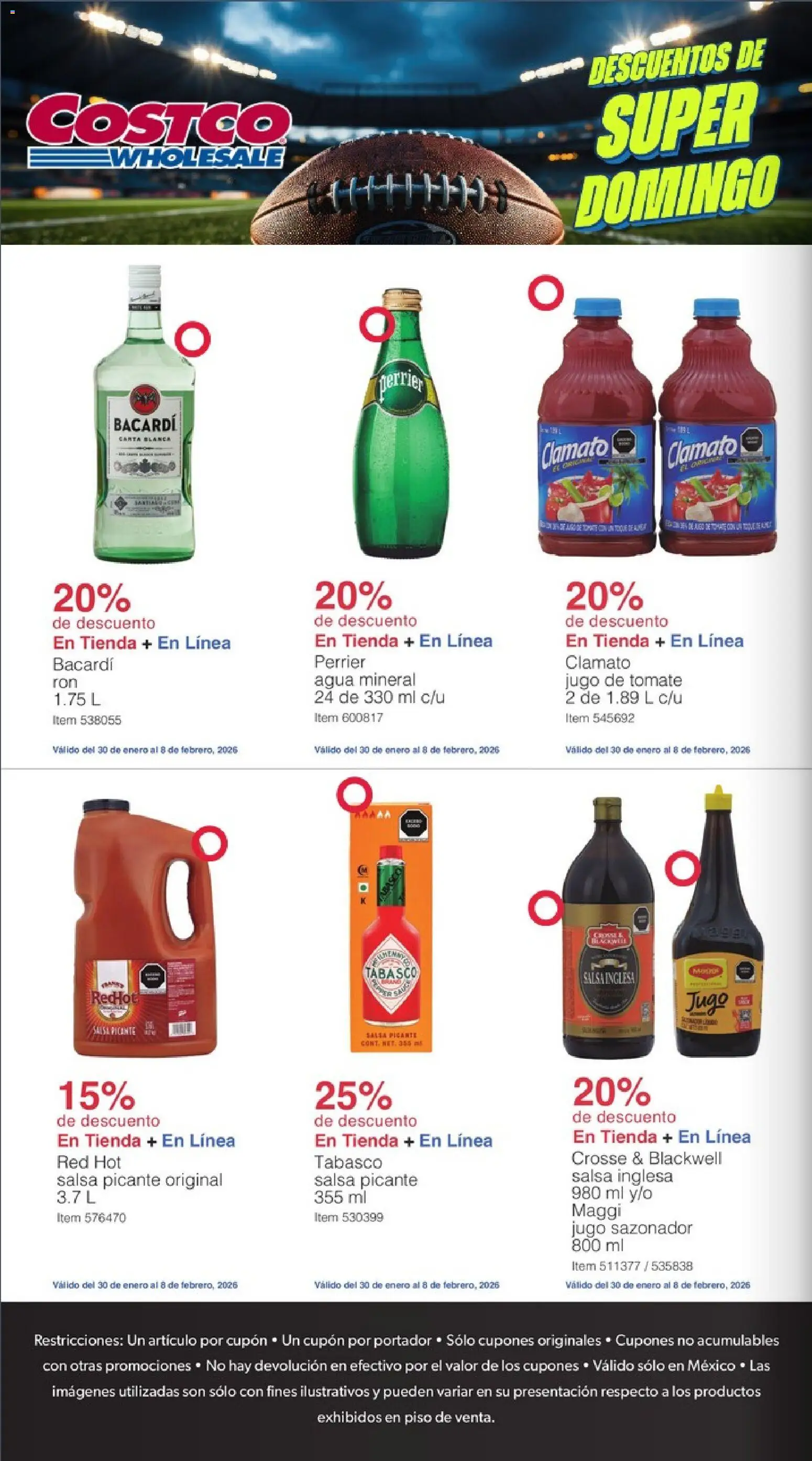 Nuevas ofertas de Costco válidas en toda la República Mexicana desde el 18.01.2026. ¡Encuentra las mejores ofertas en Costco catálogo Super Domingo 2026! | Página: 6 | Productos: Tomate, Agua, Jugo