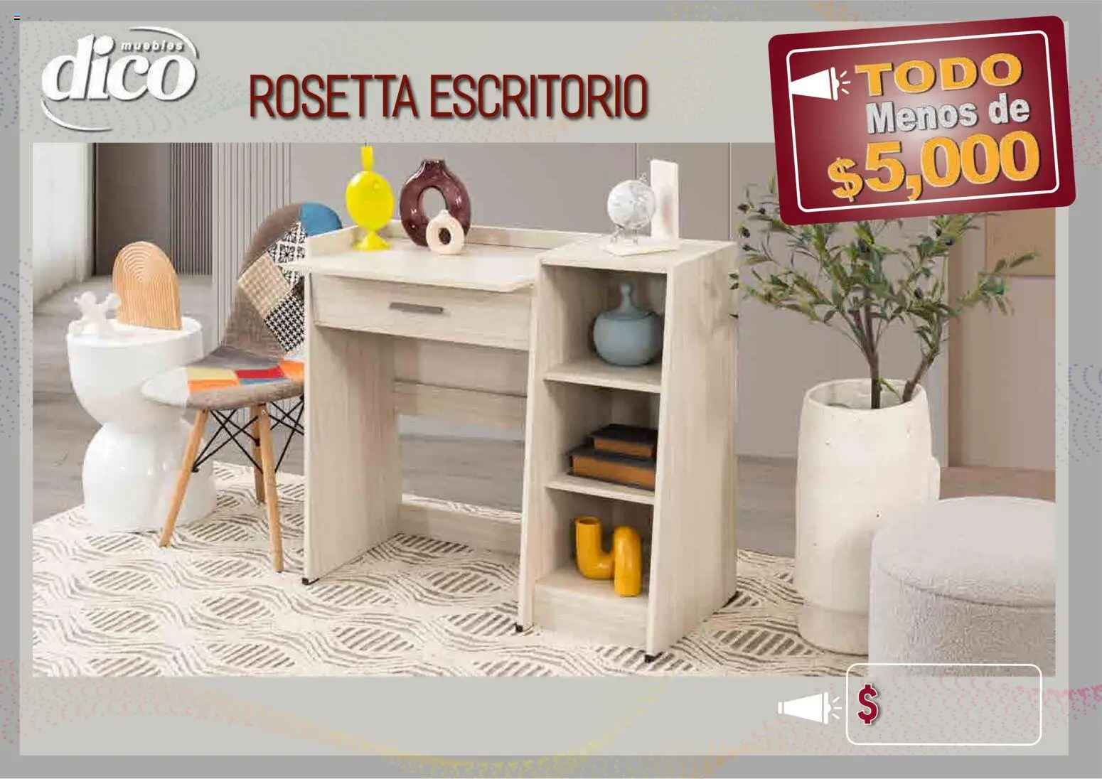 Nuevas ofertas de Muebles Dico válidas en toda la República Mexicana desde el 09.04.2026. ¡Encuentra las mejores ofertas en Muebles Dico catálogo Todo menos de 5000 Pacifico! | Página: 63 | Productos: Escritorio