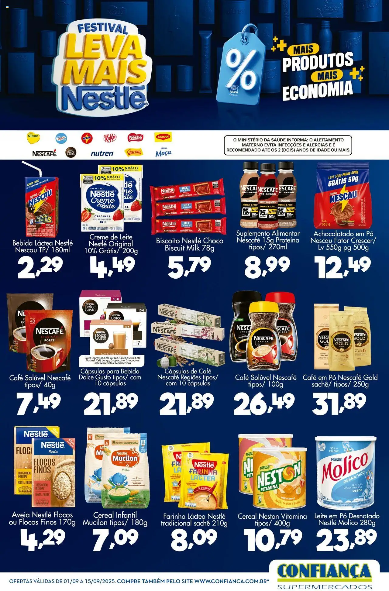 Confiança Folheto - válido de 01.09.2025 | Página: 1 | Produtos: Achocolatado, Farinha láctea, Mamão, Leite em pó
