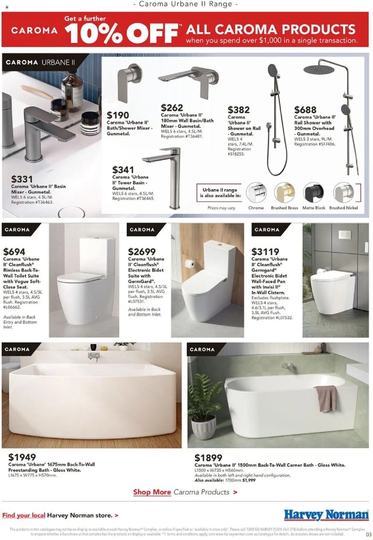 Harvey Norman catalogue - valid from 03.10.2025 | Page: 3 | Products: Toilet, Shower, Accessories, Mixer