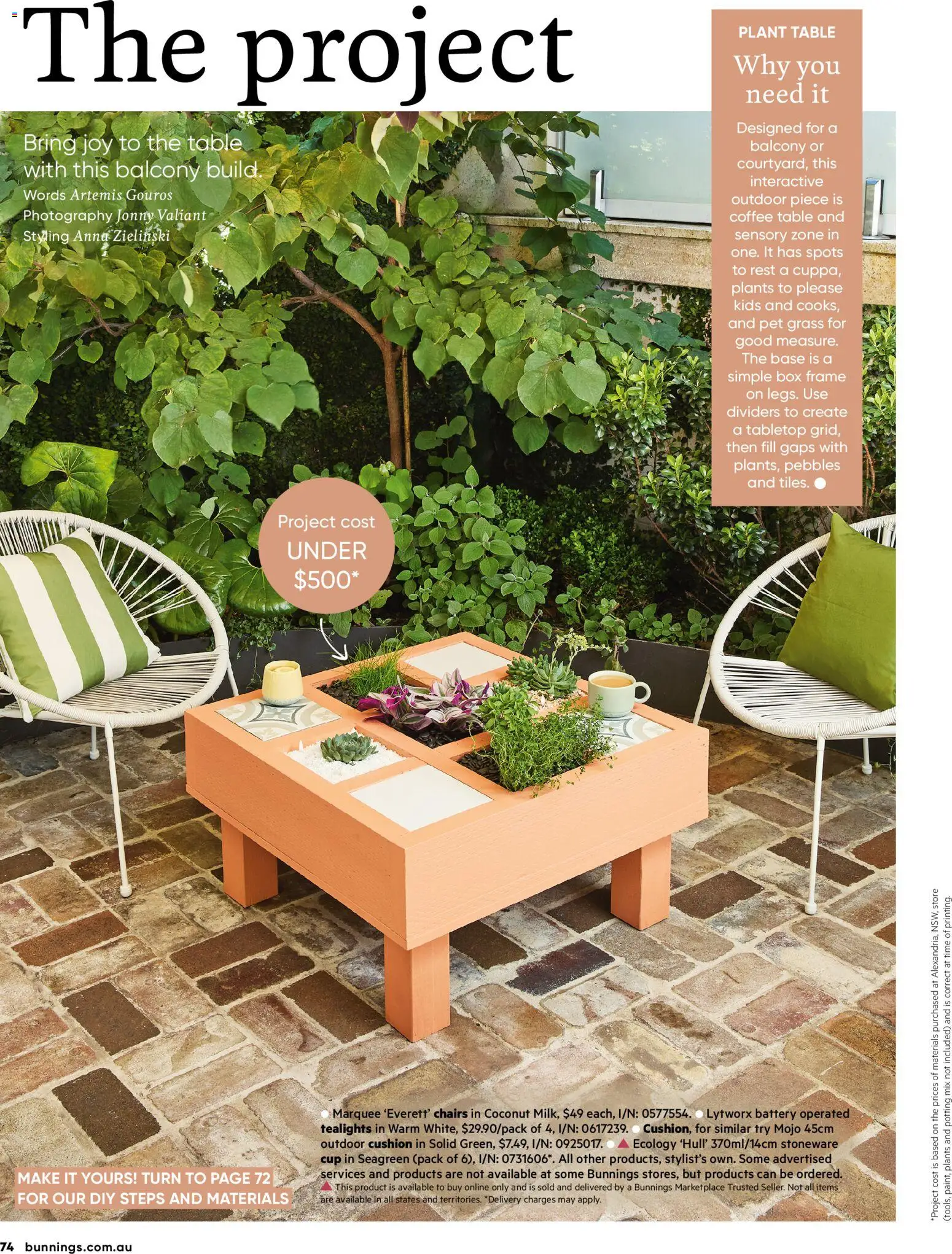 Bunnings Warehouse catalogue - valid from 01.04.2026 | Page: 74 | Products: Coffee table, Table, Cushion, Battery