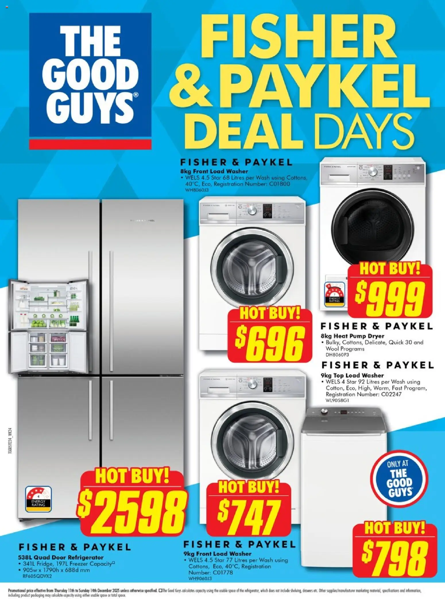 The Good Guys catalogue - valid from 10.12.2025 | Page: 1 | Products: Freezer, Refrigerator, Dryer, Washer