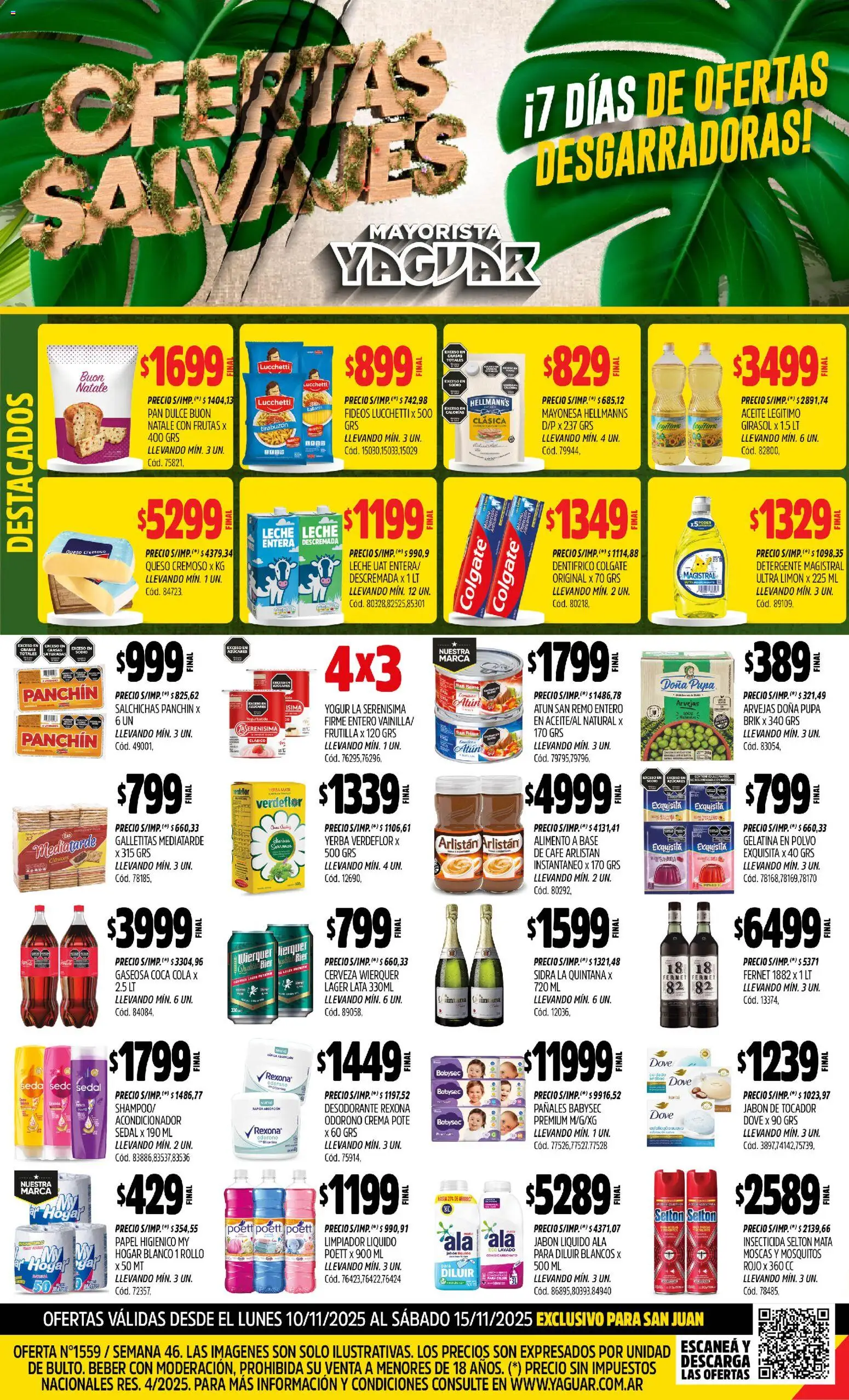 Yaguar - San Juan │ válido desde el 10.11.2025 | Página: 1 | Productos: Polvo, Mayonesa, Acondicionador, Arvejas