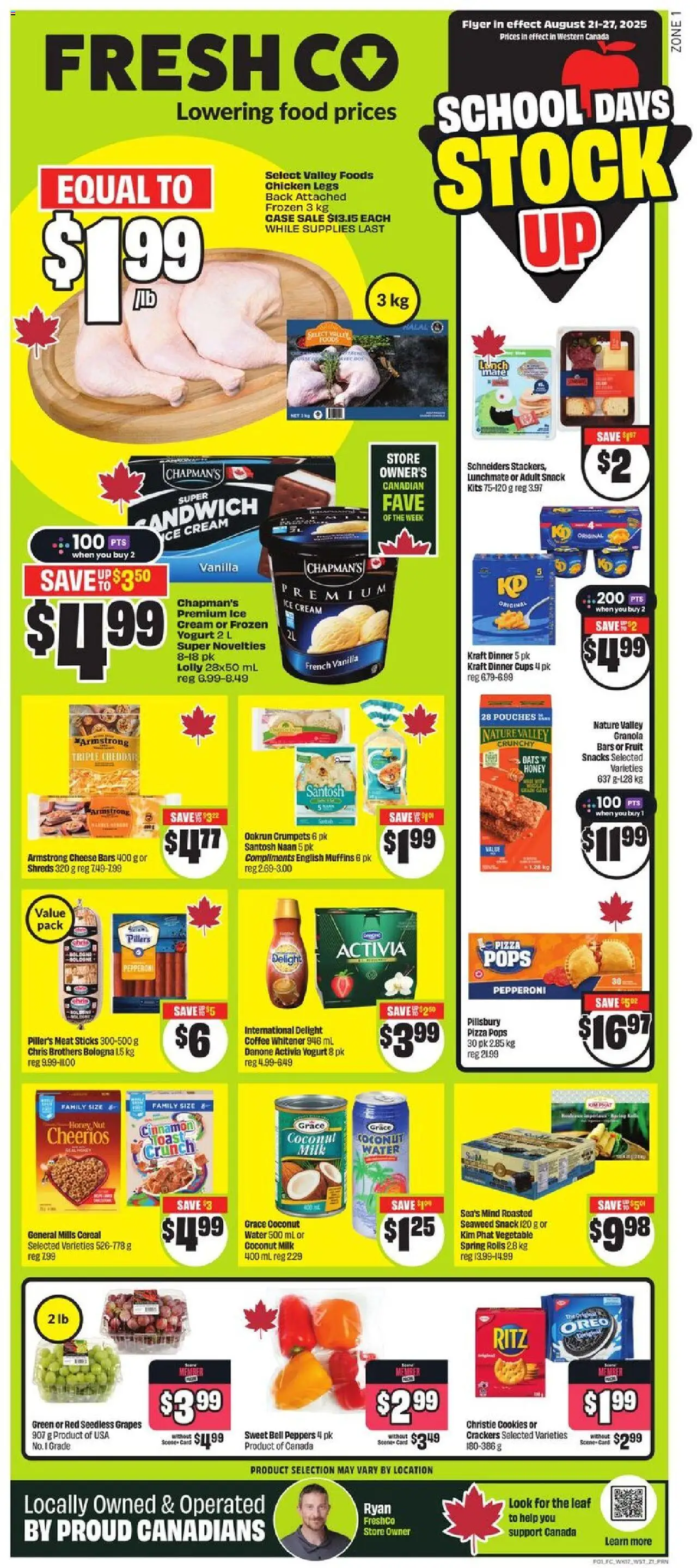 FreshCo flyer valid from 21.08.2025 | Page: 1 | Products: Ice cream, Cheese, Coffee, Pizza