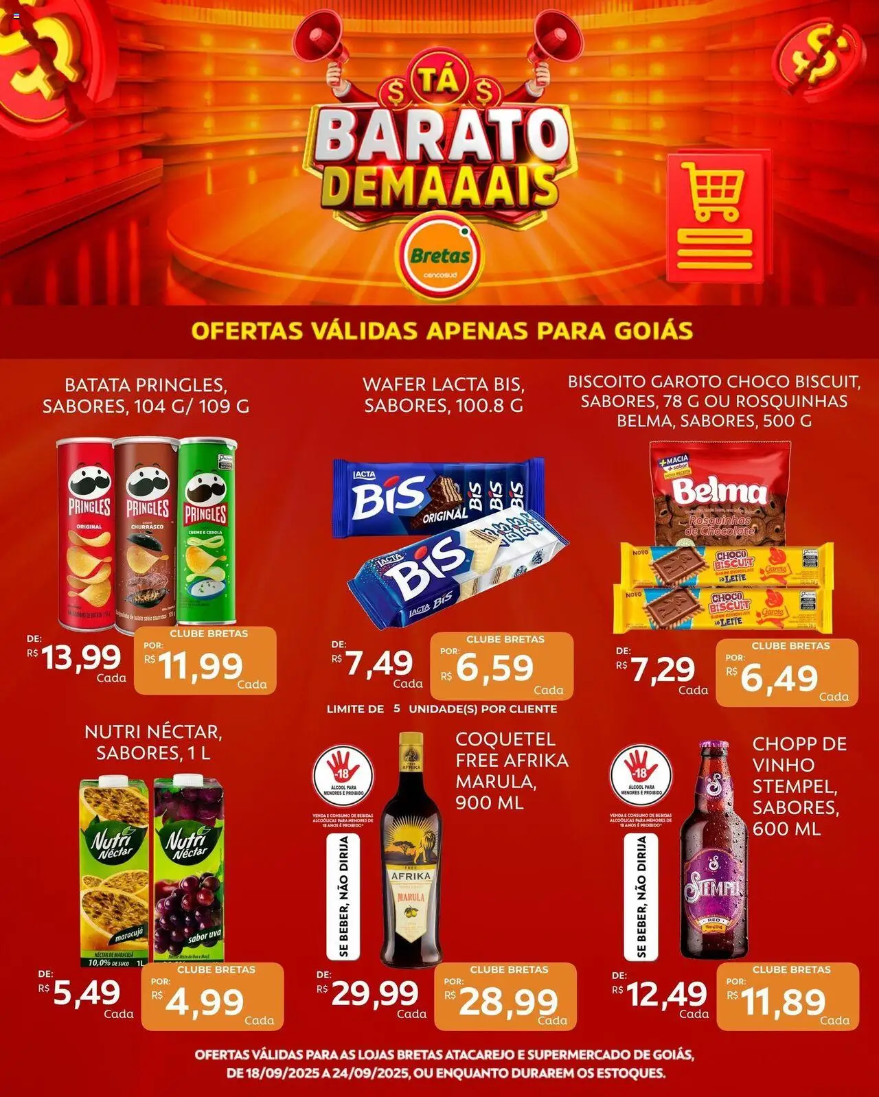Bretas Folheto - válido de 18.09.2025 | Página: 4 | Produtos: Cebola, Biscoito, Chocolate, Vinho