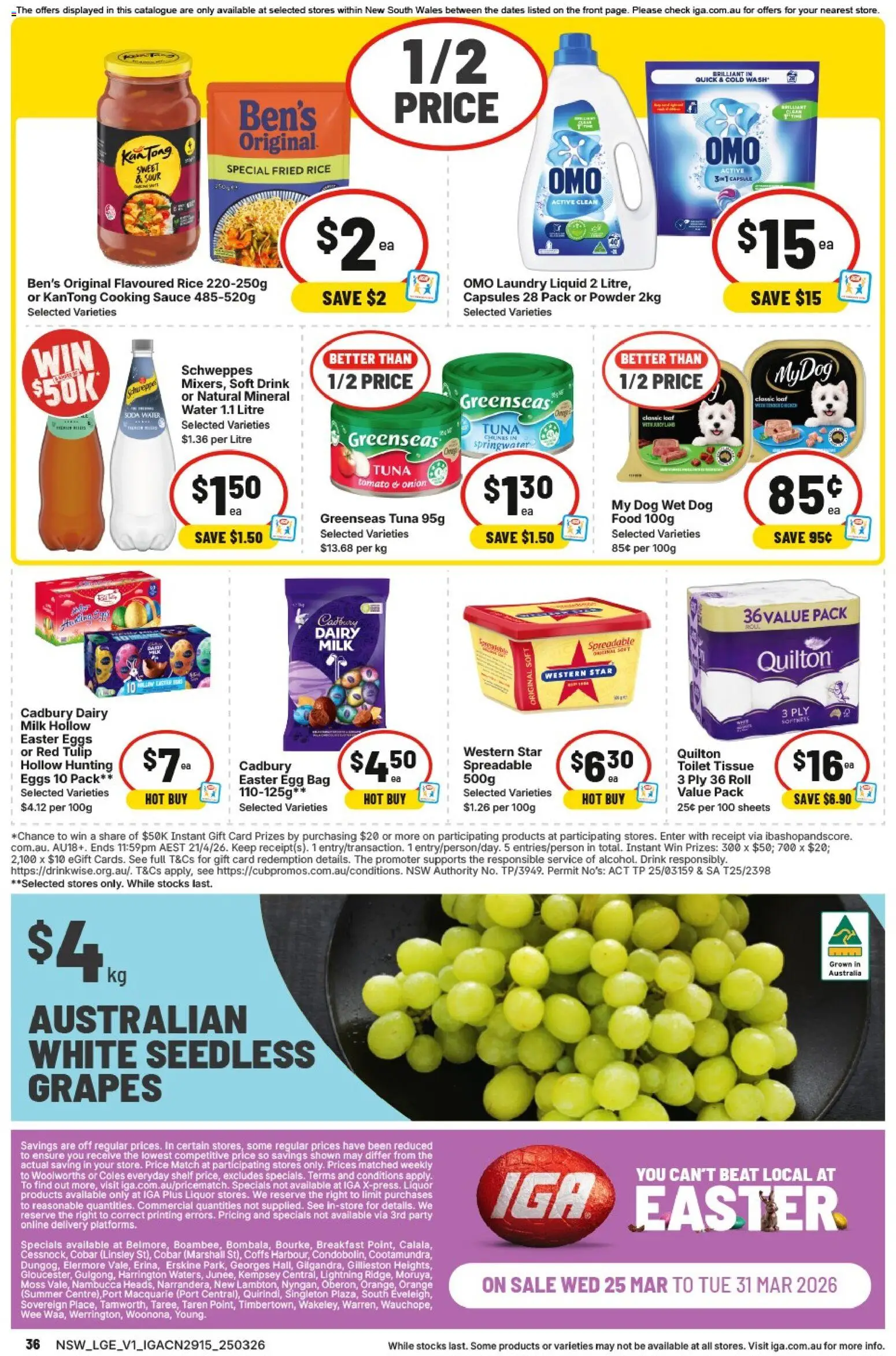 IGA catalogue - valid from 25.03.2026 | Page: 36 | Products: Rice, Water, Grapes, Bag