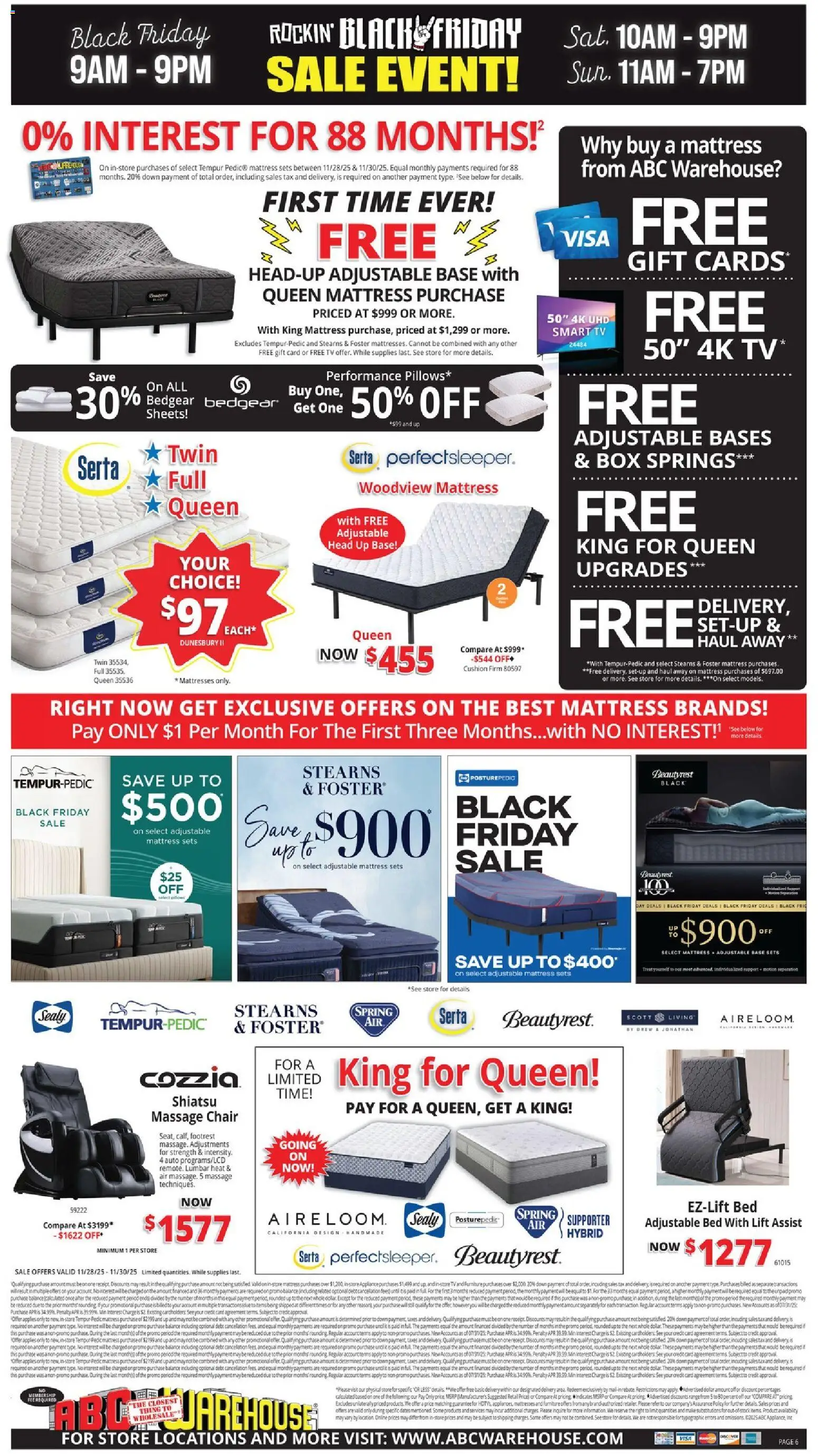 ABC Warehouse Black Friday - valid from 28.11.2025 | Page: 6 | Products: Box, Massage Chair, Adjustable Base, Cushion