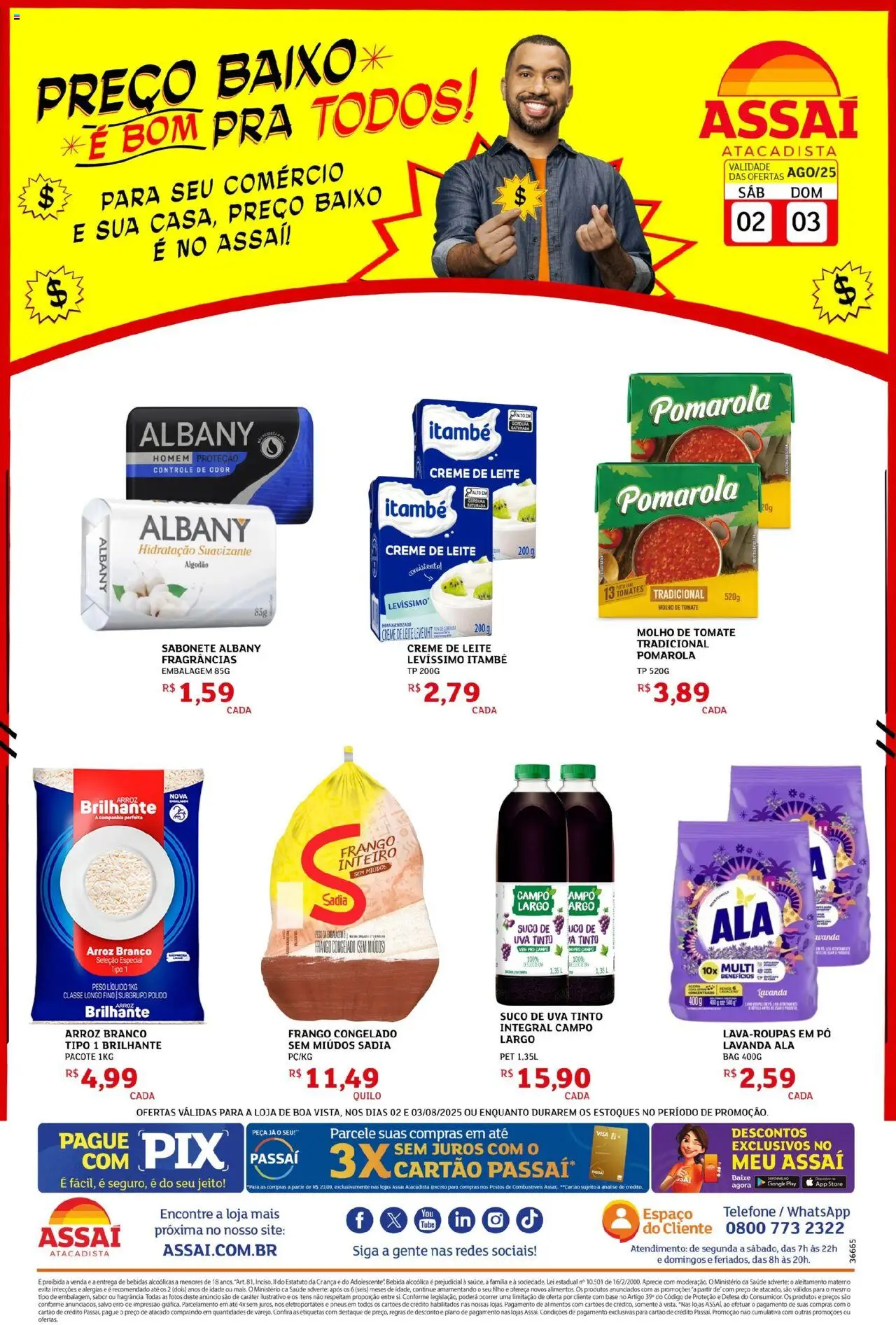 Assaí Atacadista Folheto - válido de 02.08.2025 | Página: 1 | Produtos: Fragrância, Pó, Base, Creme