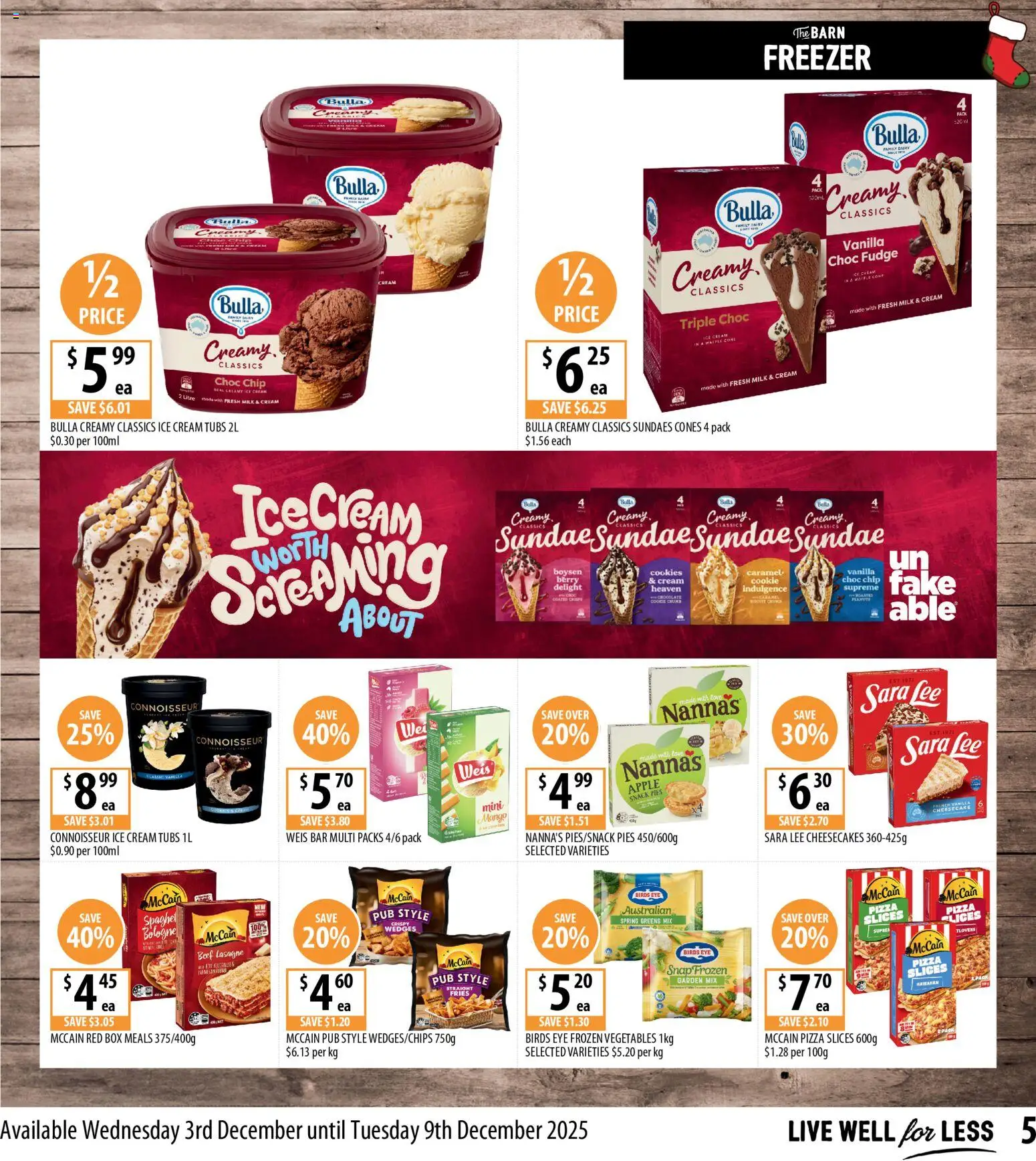 Supabarn catalogue - valid from 03.12.2025 | Page: 5 | Products: Pizza, Cream, Ice cream, Vegetables
