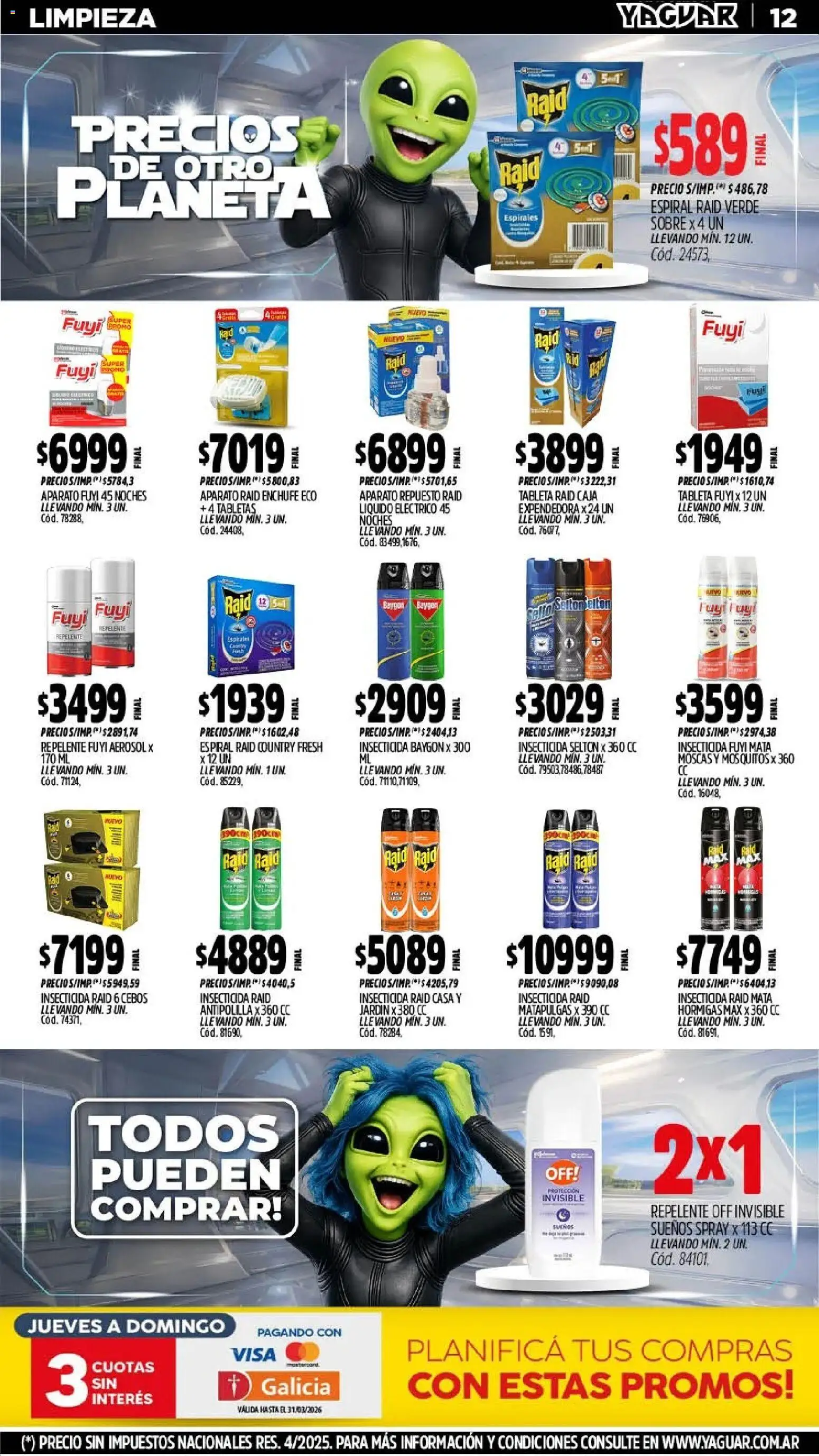 Yaguar - Oferta Semanal Jujuy │ válido desde el 09.03.2026 | Página: 12 | Productos: Repelente, Insecticida, Enchufe, Caja