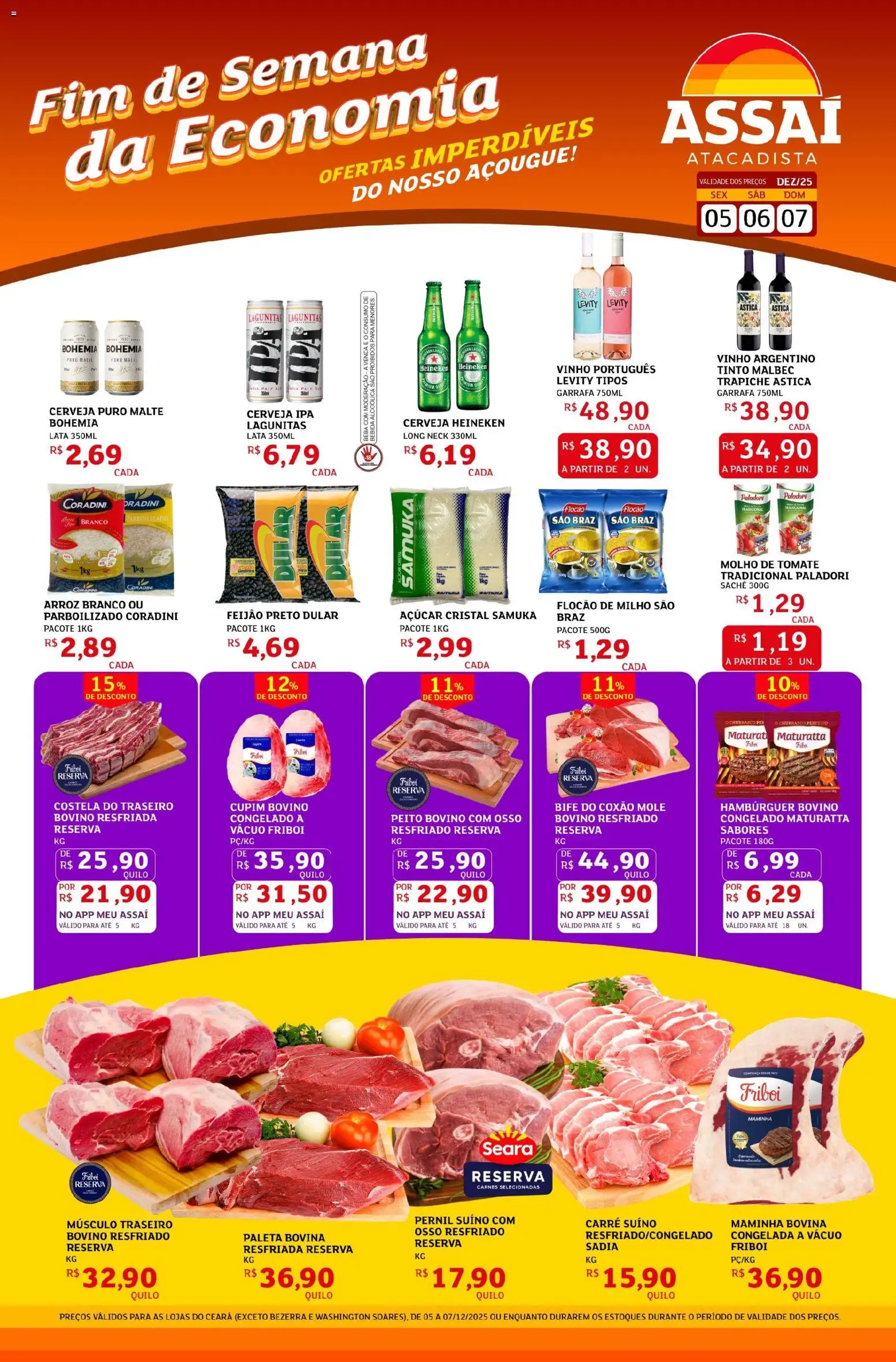Assaí Atacadista Folheto - válido de 06.12.2025 | Página: 1 | Produtos: Pernil, Vinho, Cerveja, Cerveja Heineken