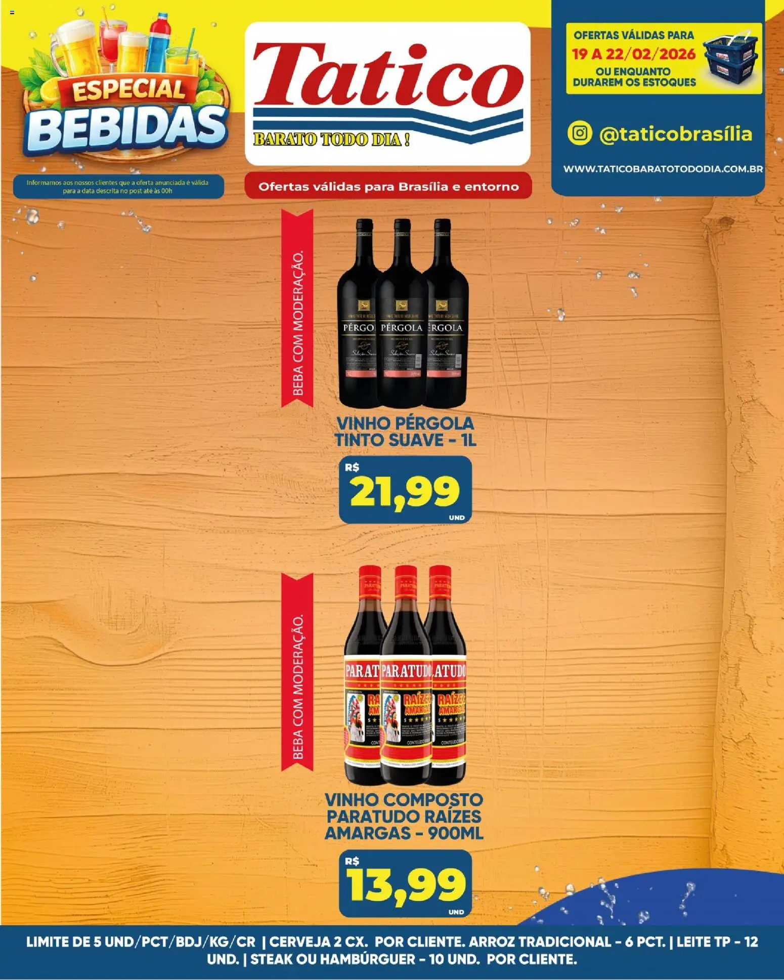 Tatico Folheto - válido de 19.02.2026 | Página: 6 | Produtos: Vinho, Cerveja, Arroz, Hambúrguer