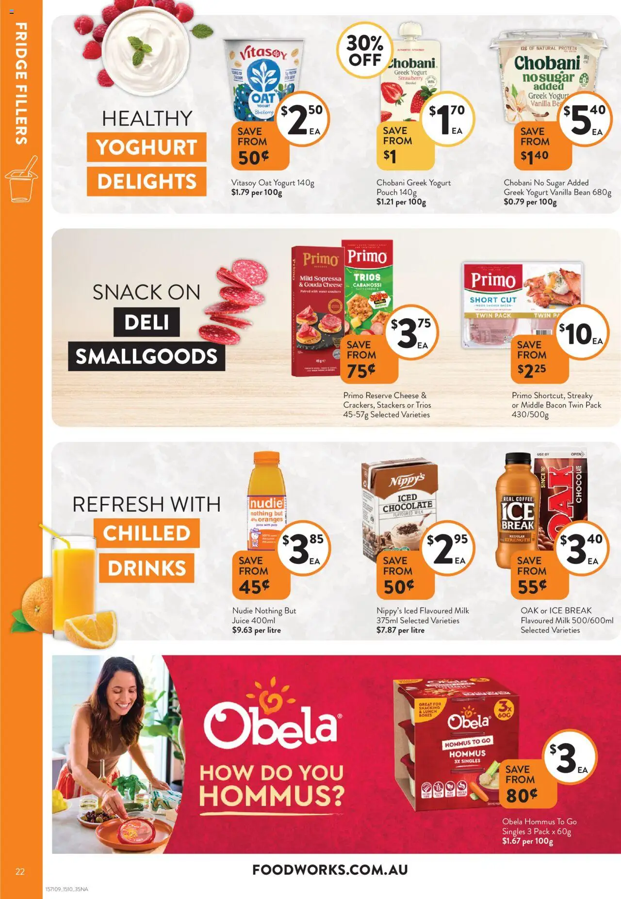 Foodworks catalogue - valid from 15.10.2025 | Page: 22 | Products: Bacon, Juice, Oranges, Fridge