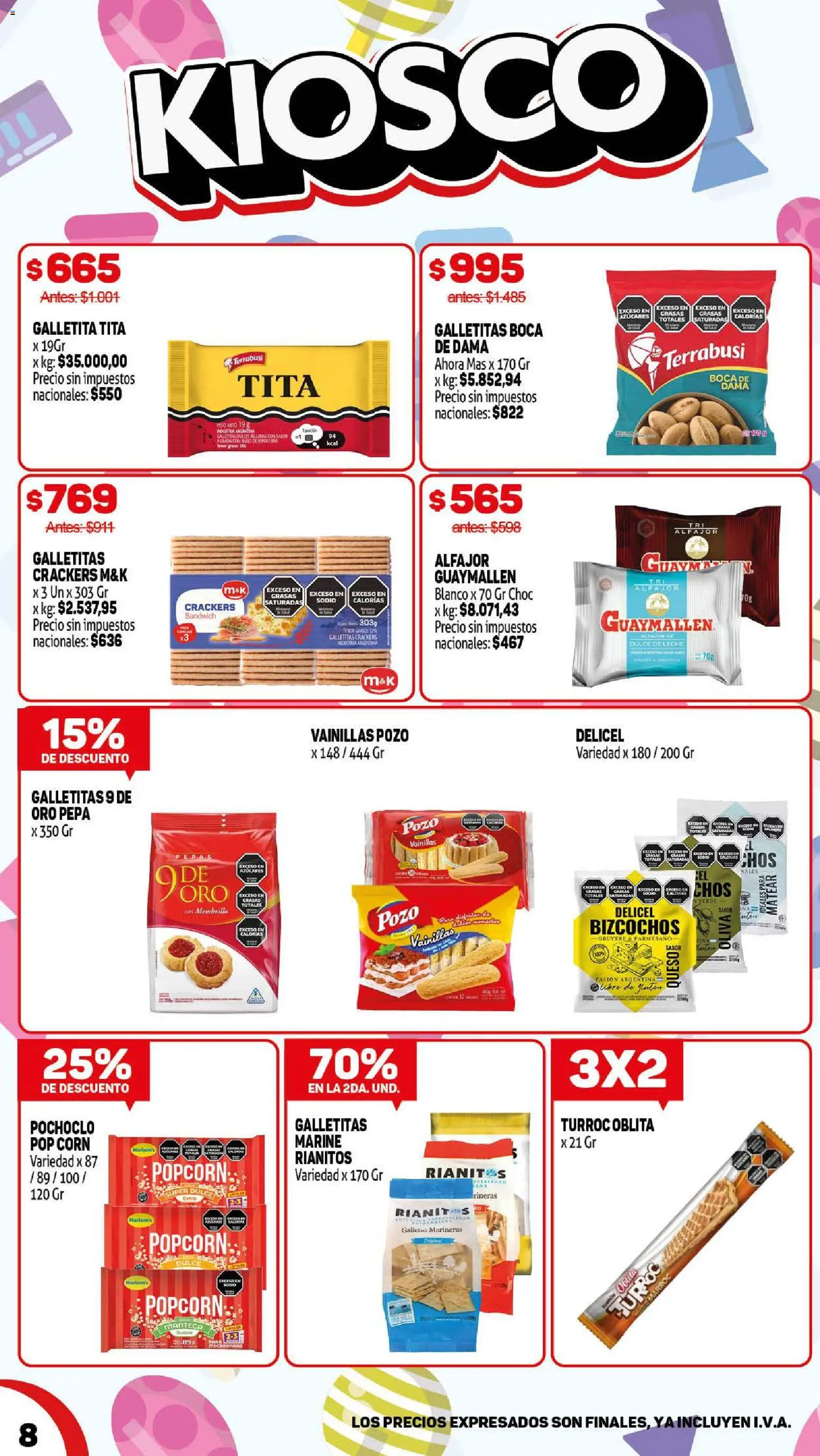 Makro ofertas │ válido desde el 19.03.2026 | Página: 8 | Productos: Galletitas, Dulce de leche, Leche, Alfajor
