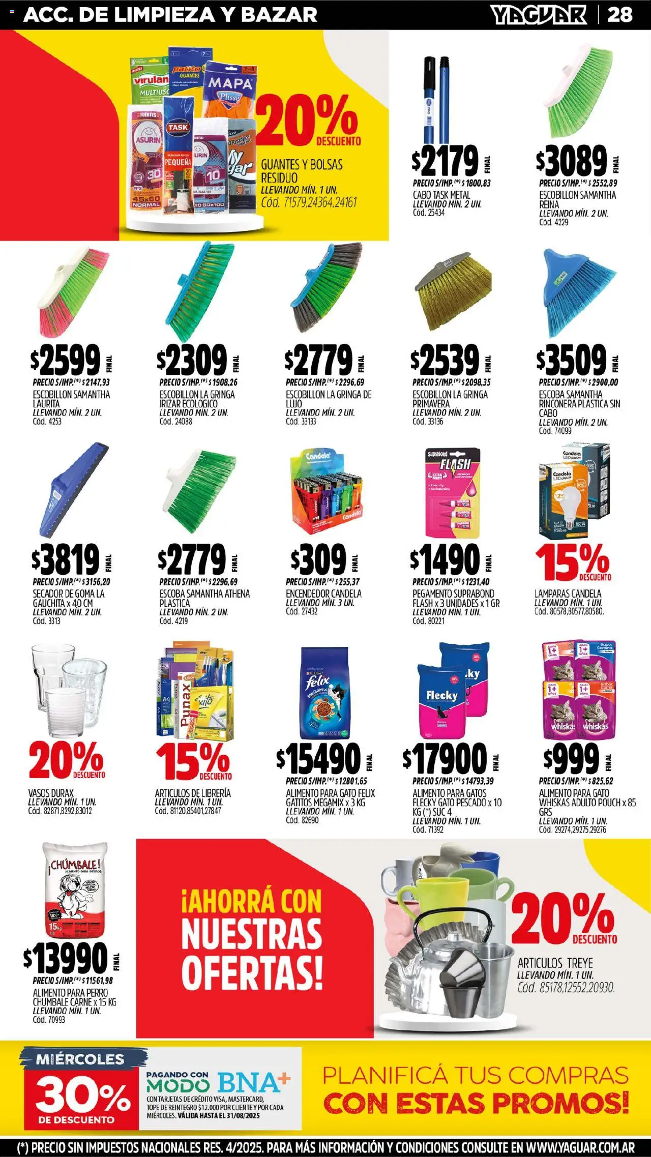 Yaguar - General Roca │ válido desde el 18.08.2025 | Página: 28 | Productos: Pescado, Pegamento, Escoba, Vasos