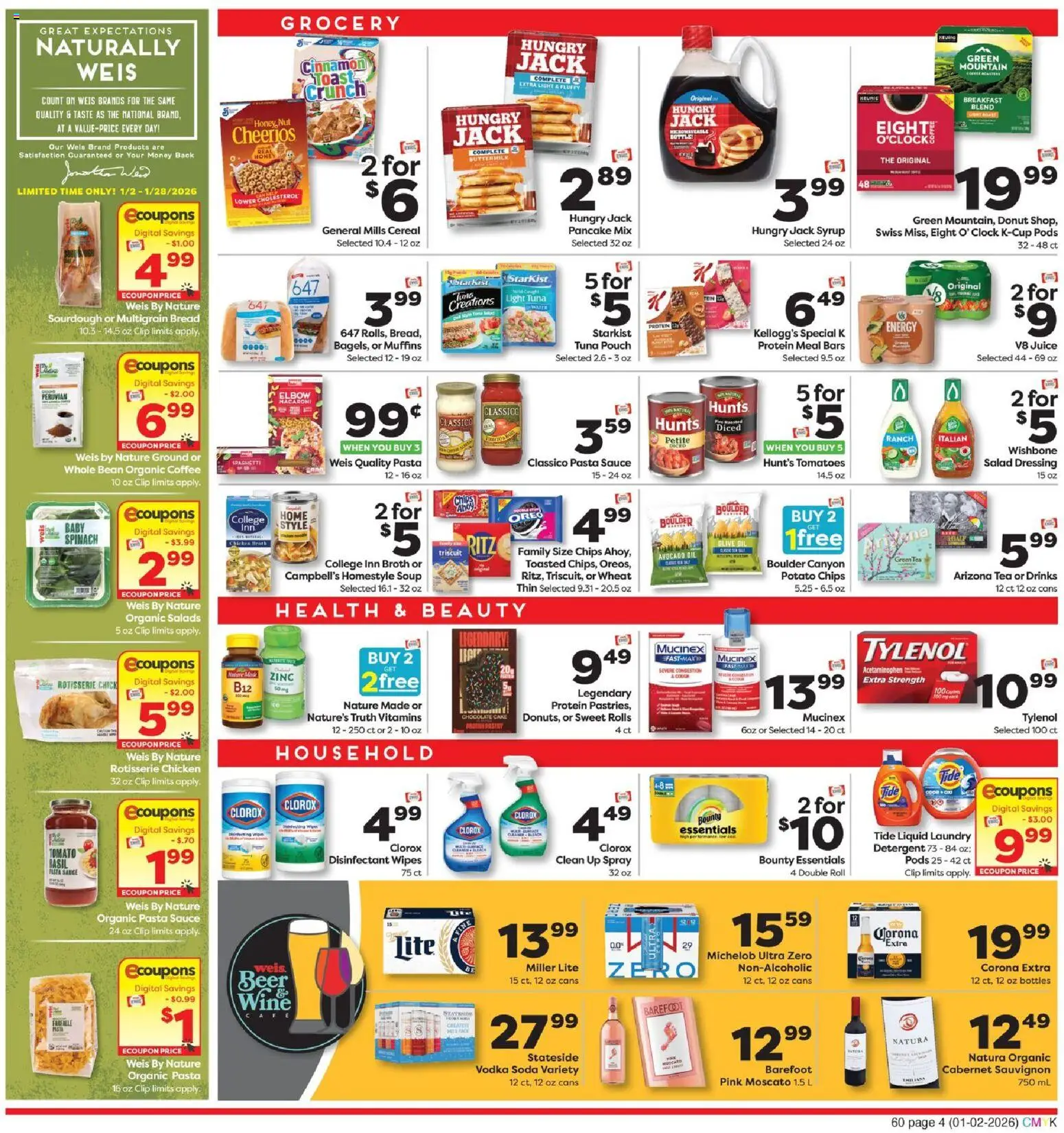 Weis Weekly Circular - PA - valid from 02.01.2026 | Page: 4 | Products: Spinach, Tomatoes, Pasta, Sauce