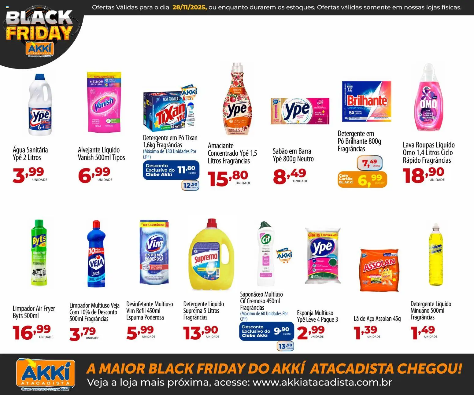 Akki Atacadista Folheto - válido de 28.11.2025 | Página: 12 | Produtos: Esponja, Cloro, Air fryer, Água sanitária