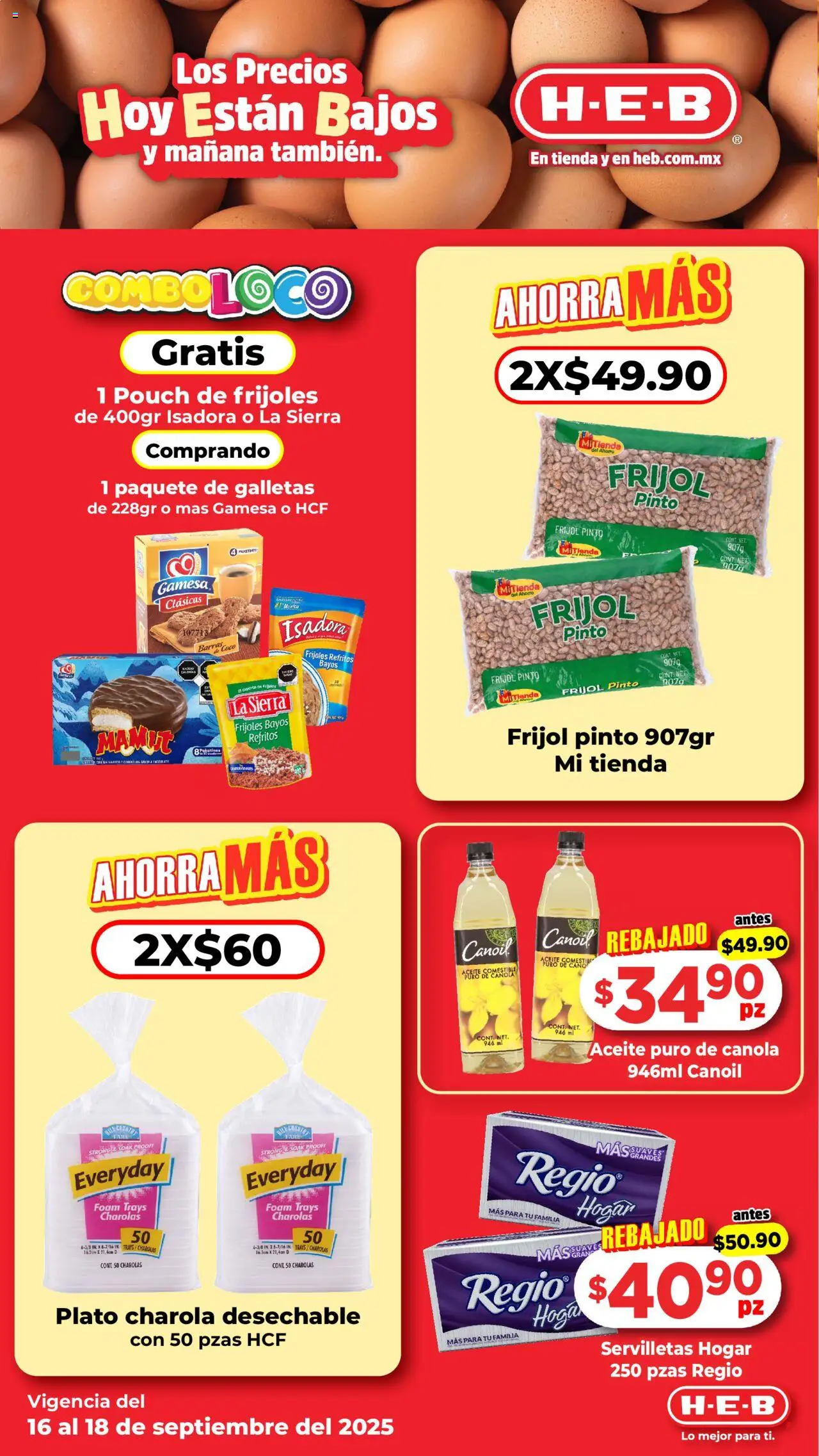 Nuevas ofertas de H-E-B válidas en toda la República Mexicana desde el 16.09.2025. ¡Encuentra las mejores ofertas en H-E-B - Folleto! | Página: 6 | Productos: Aceite, Galletas, Sierra, Servilletas